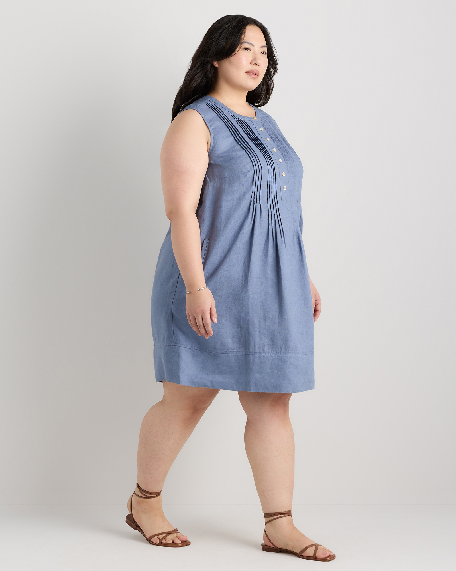 100% European Linen Sleeveless Swing Dress — Image 33