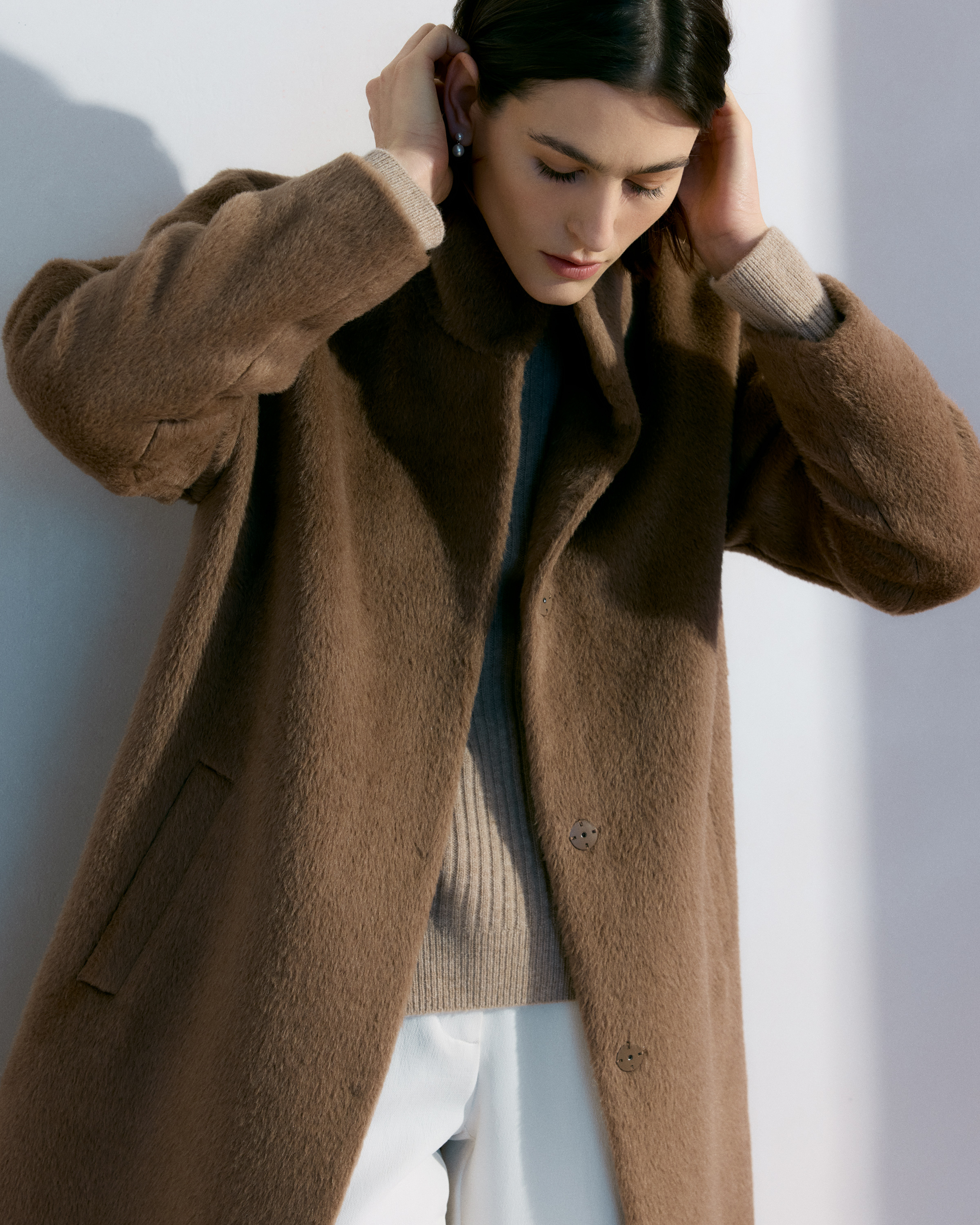 Alpaca-Wool Stand Collar Coat — Image 4