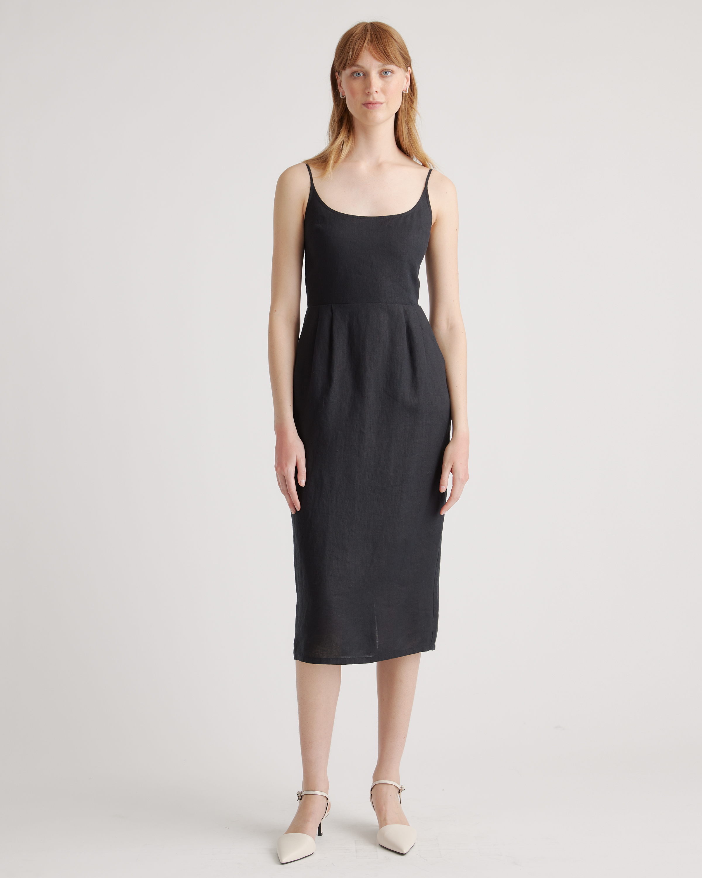 100% European Linen Scoop Neck Midi Dress — Image 28
