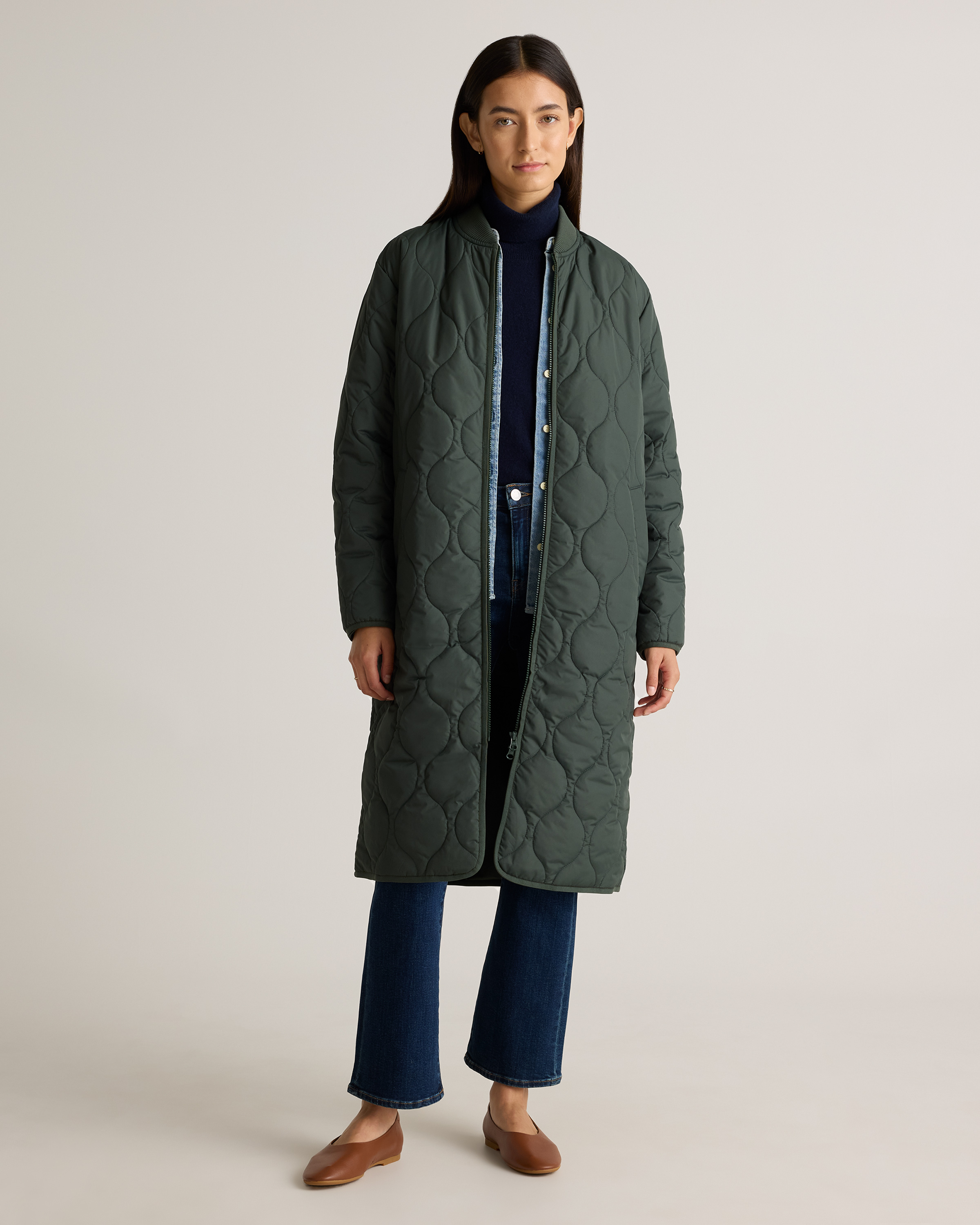 Featherless Quilted Puffer Long Coat — Image 24