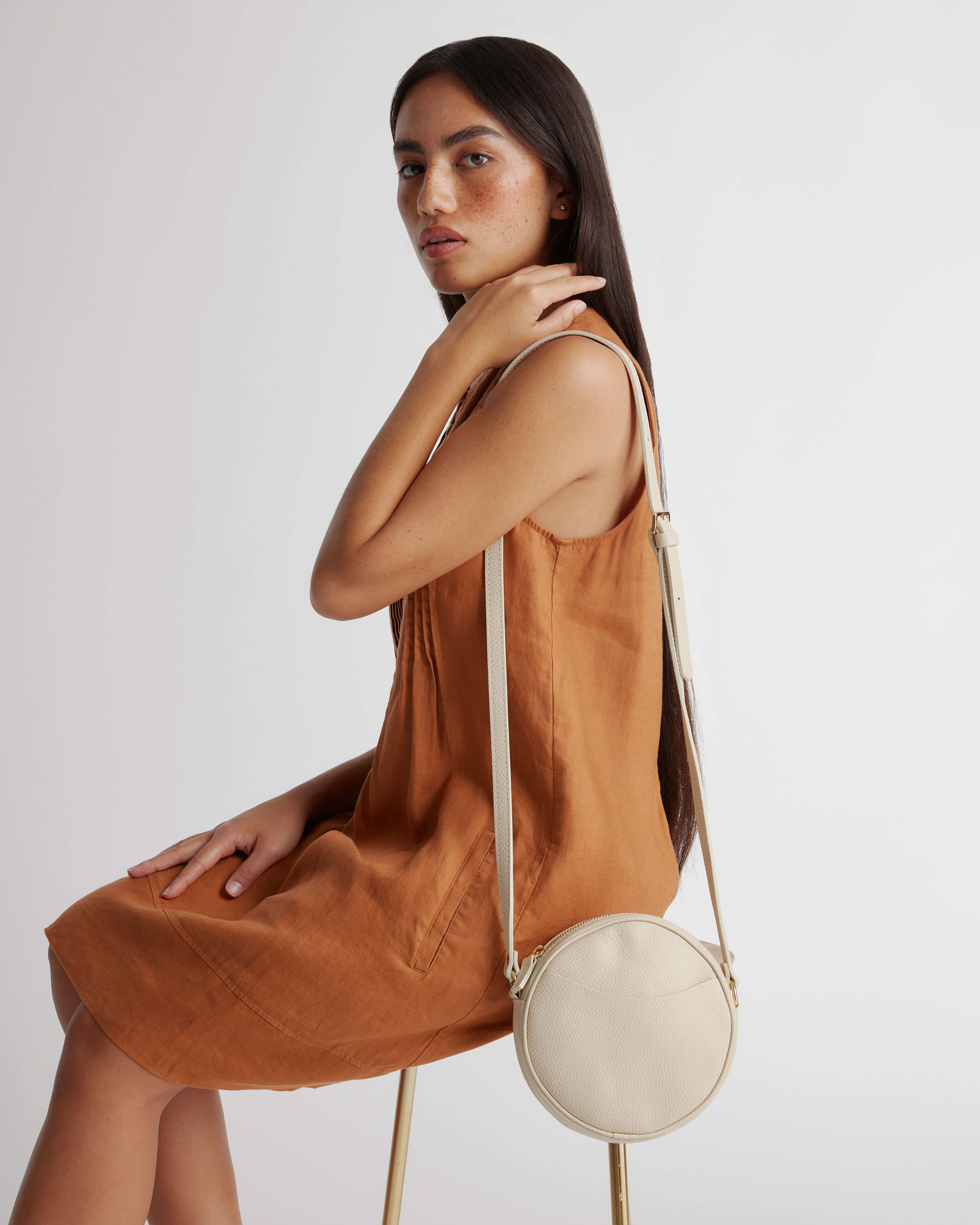 Italian Leather Circle Crossbody Bag — Image 6