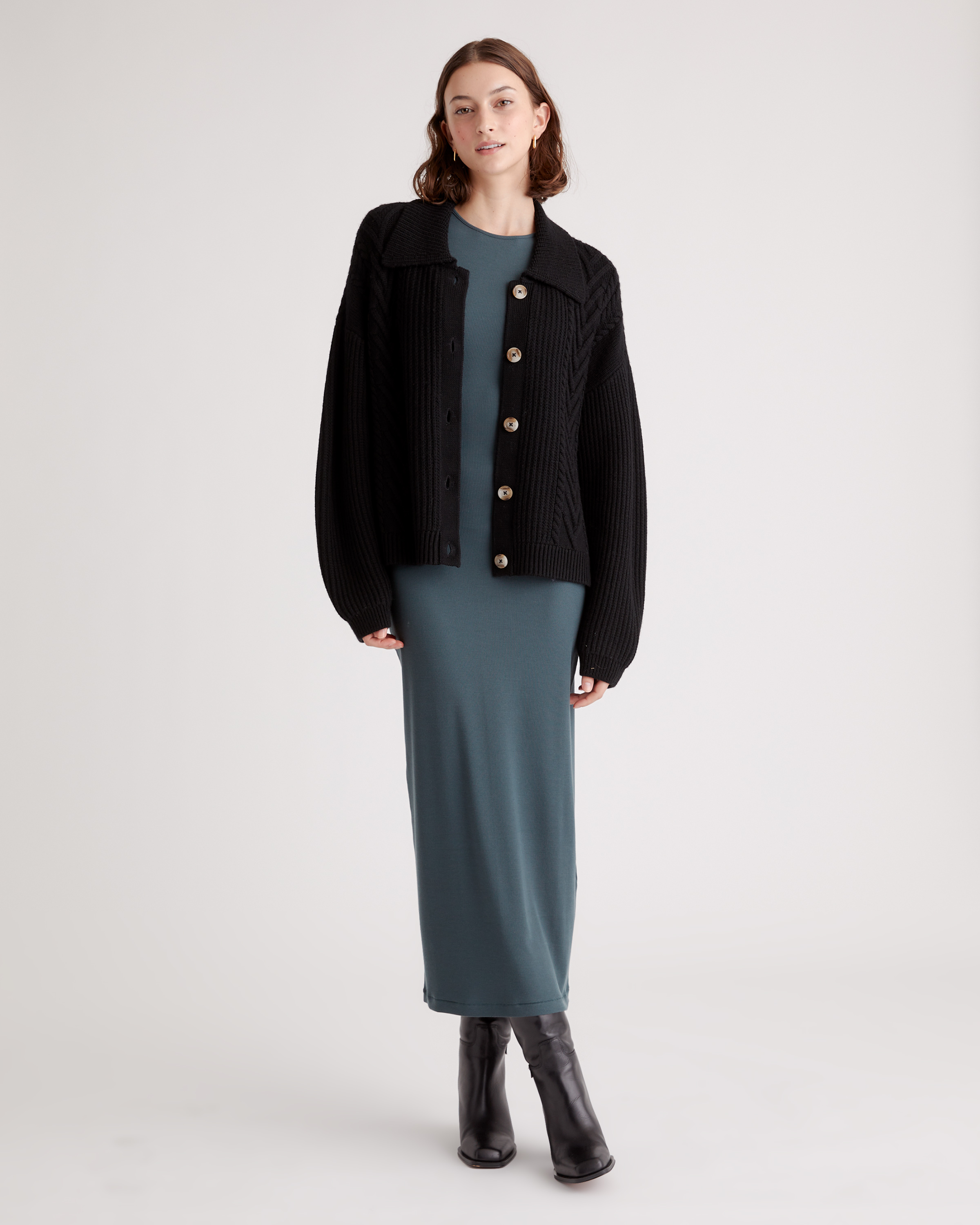 Australian Merino Wool Collared Cable Cardigan — Image 31
