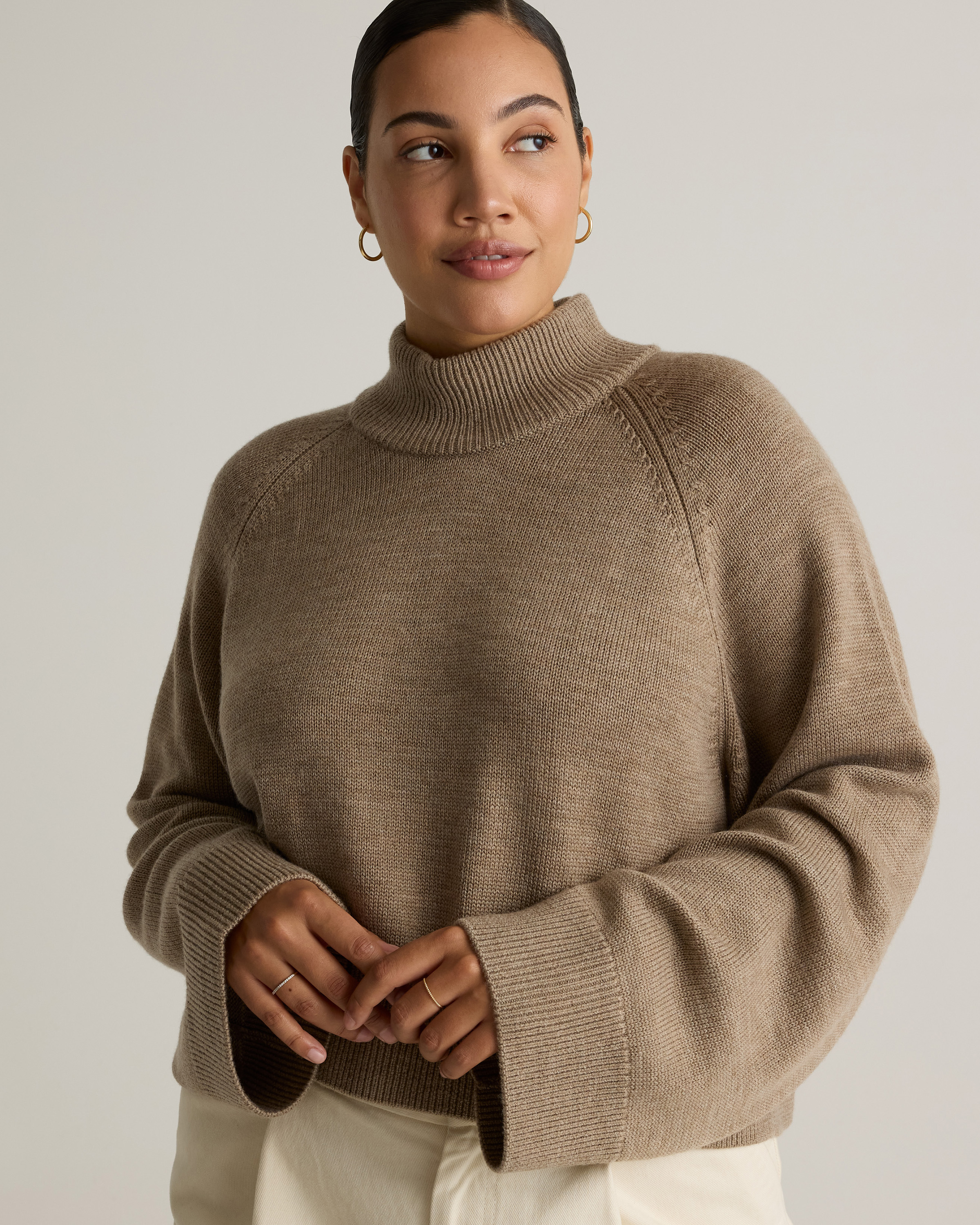 Australian Merino Wool Cropped Mock Neck Sweater — Image 7