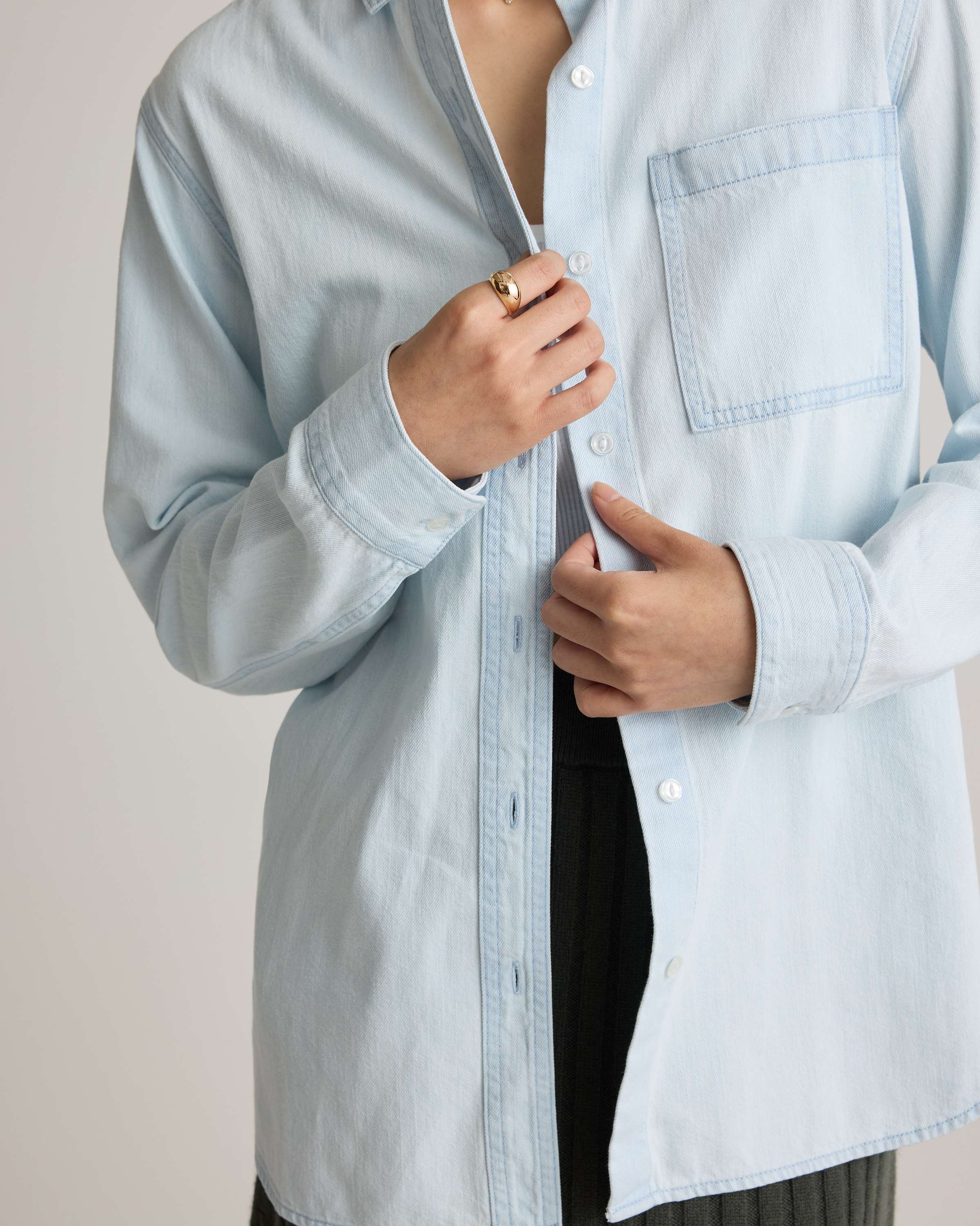 Distressed Denim Oversized Shirt — Image 3