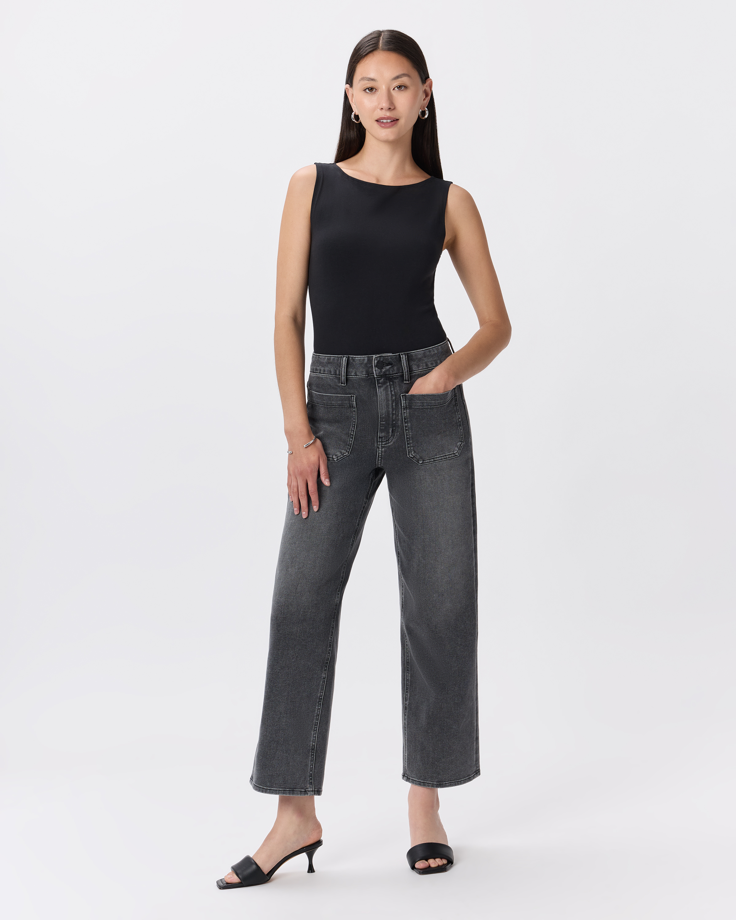 Bella Stretch Patch Pocket Wide Leg Jeans — Image 18