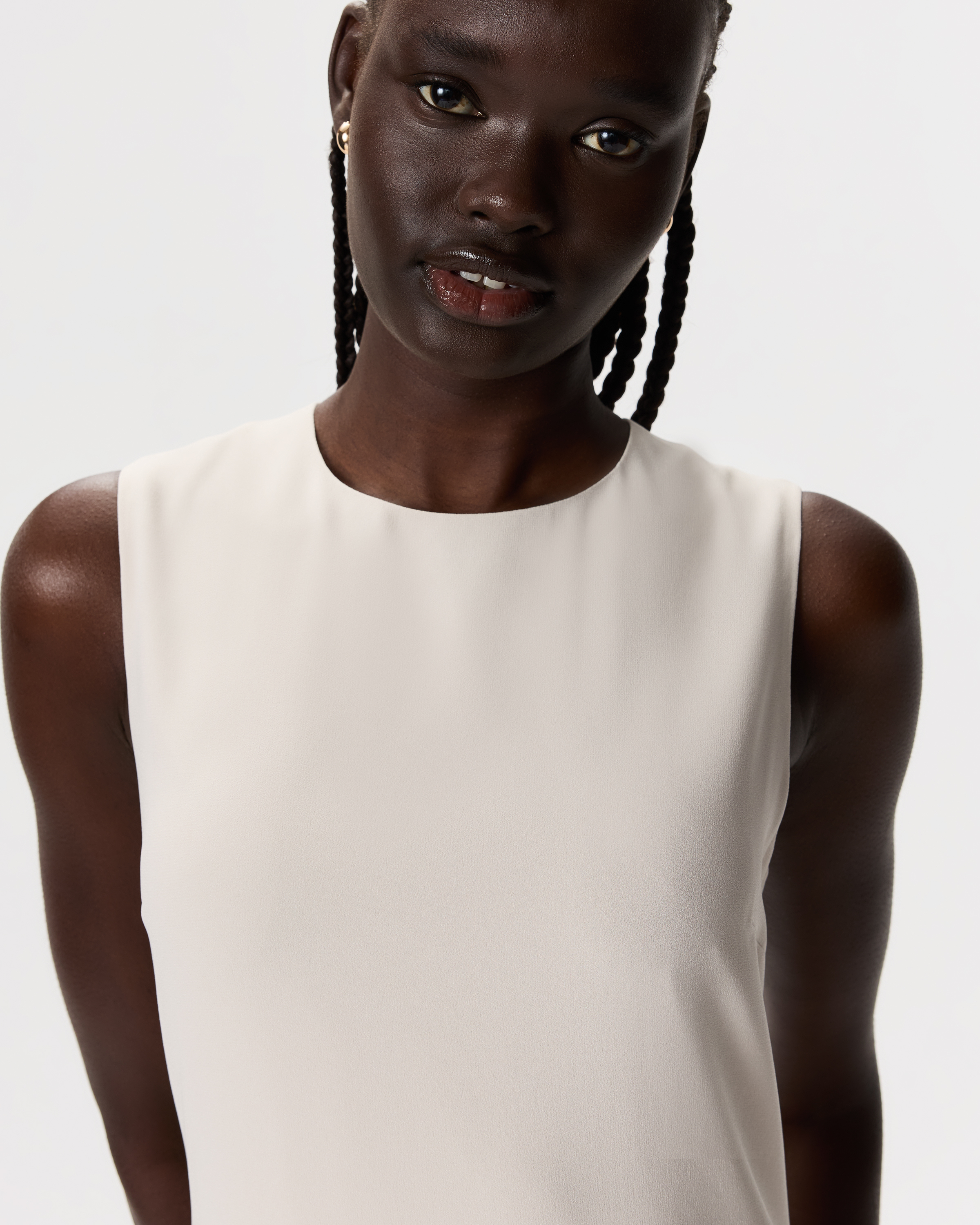 Fluid Crepe Sleeveless Shift Dress — Image 6