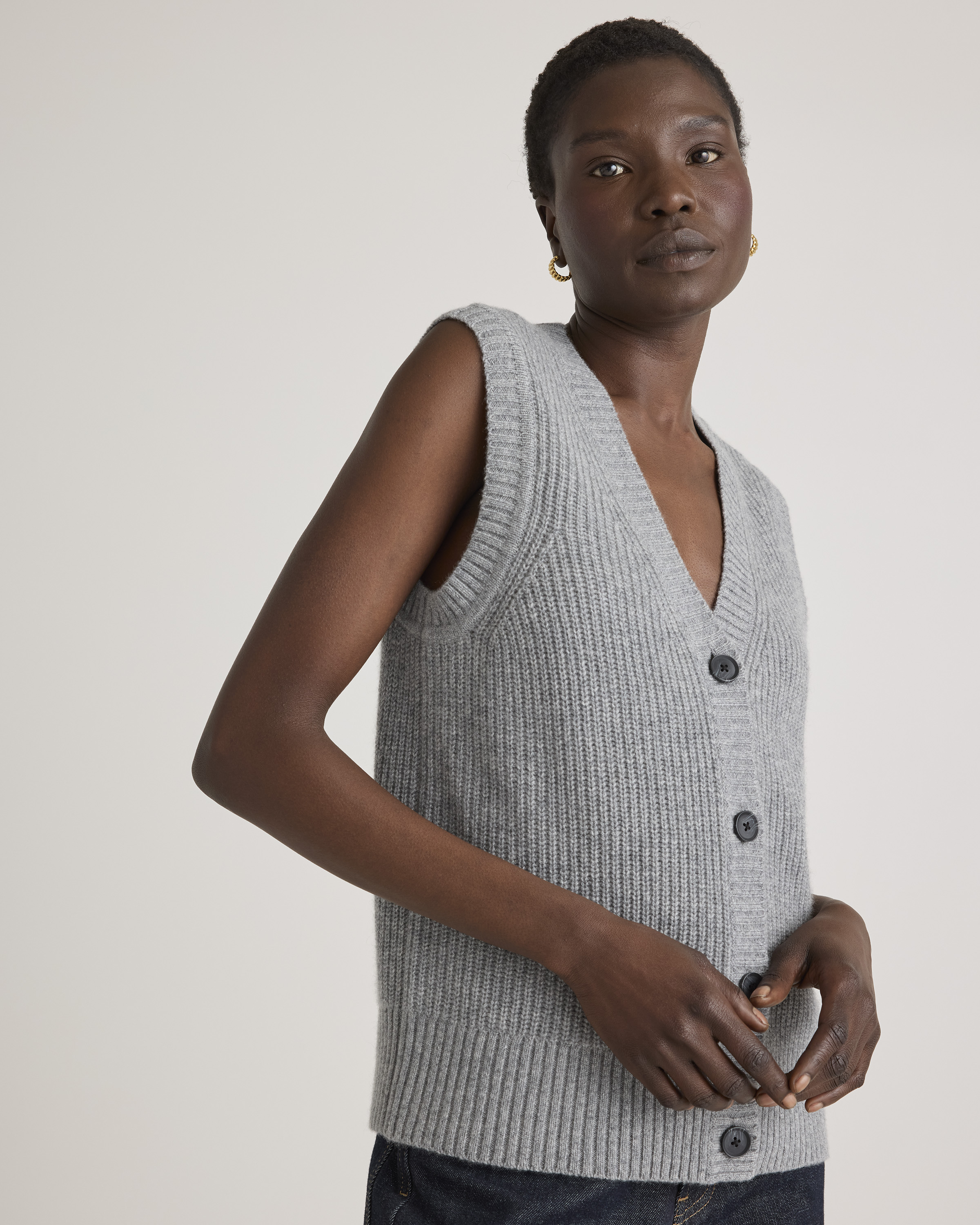 Mongolian Cashmere Fisherman Sweater Vest — Image 6