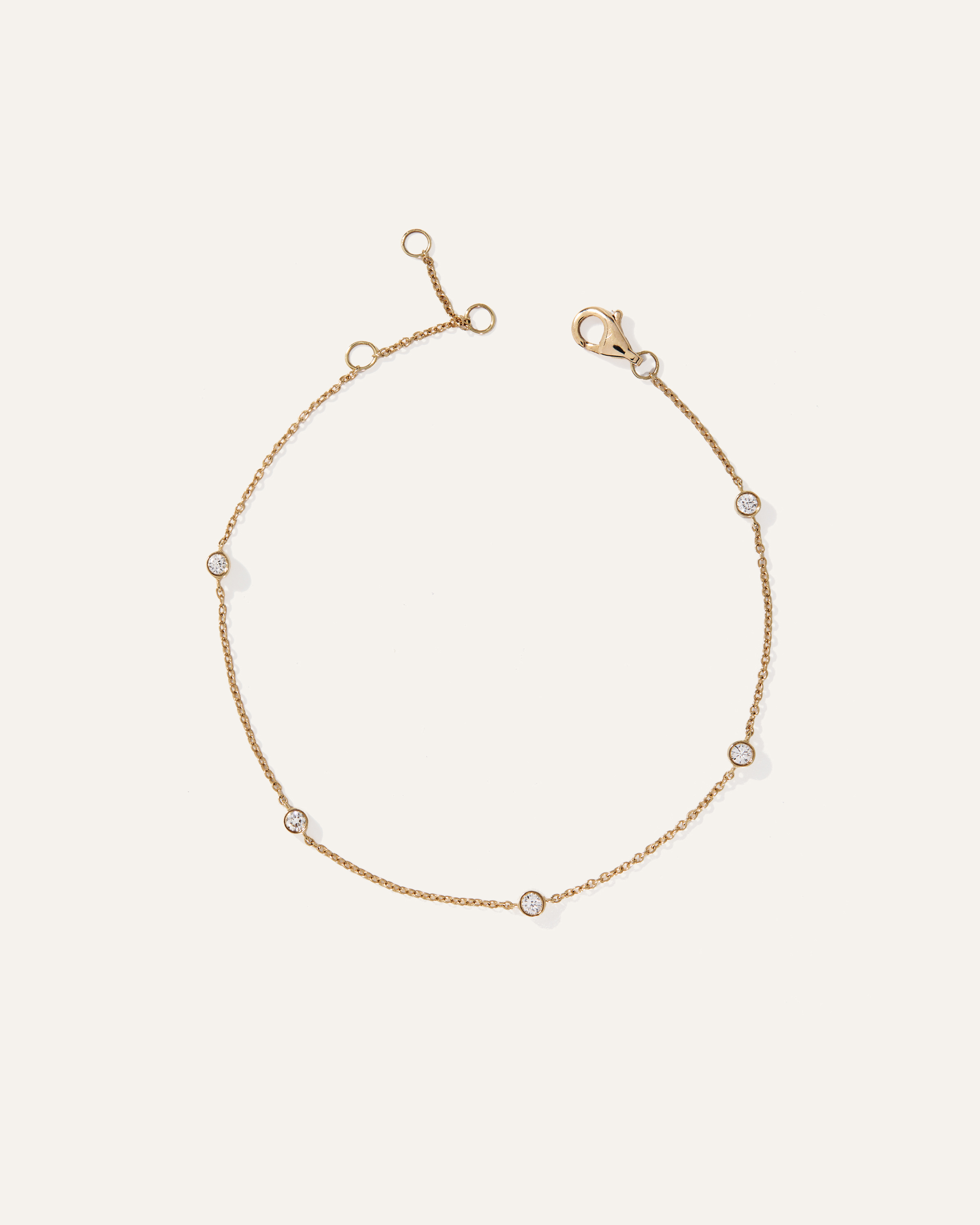 14K Gold Diamond Bezel Station Bracelet — Image 4