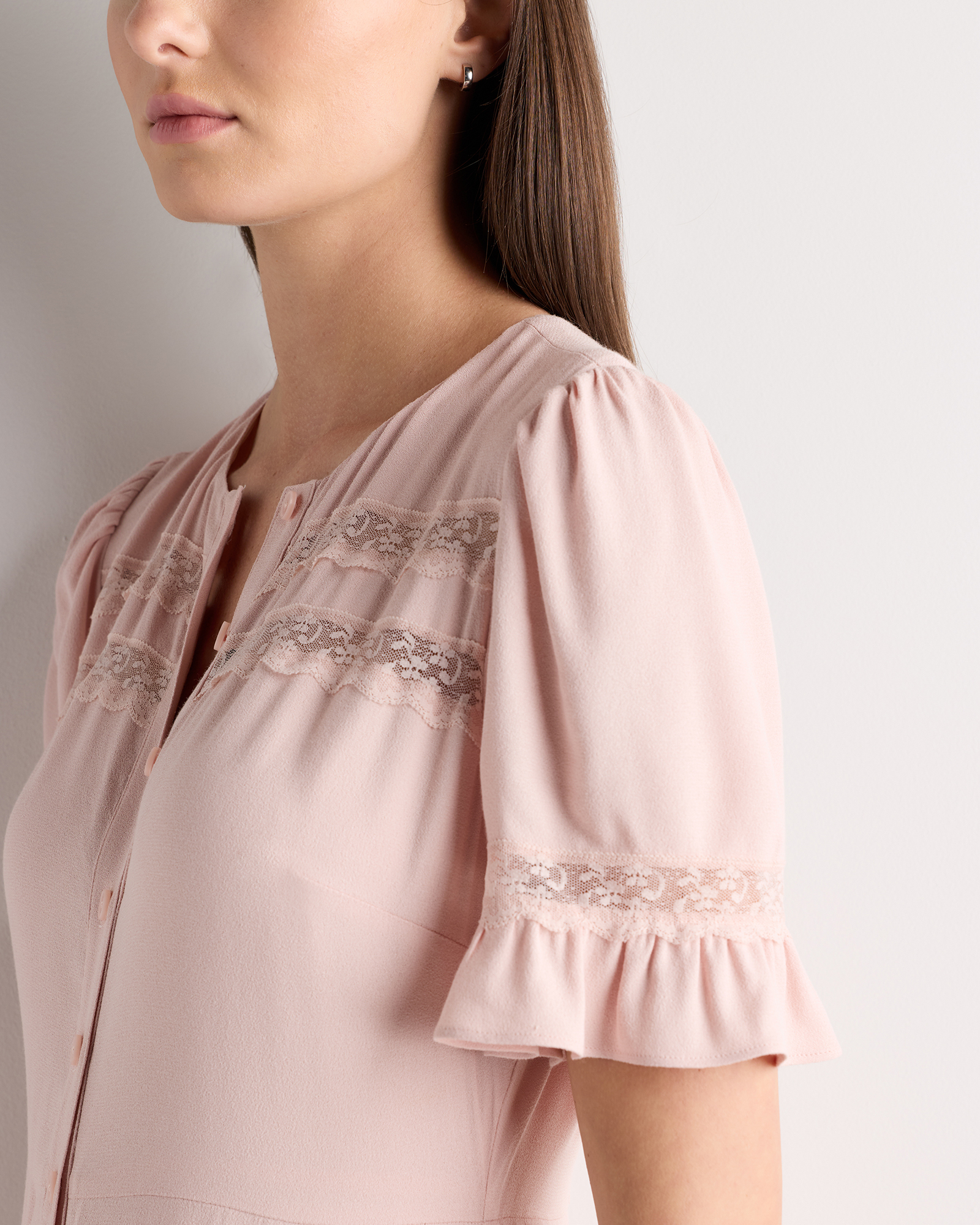 Lightweight Crepe Lace Inset Midi Dress — Image 11