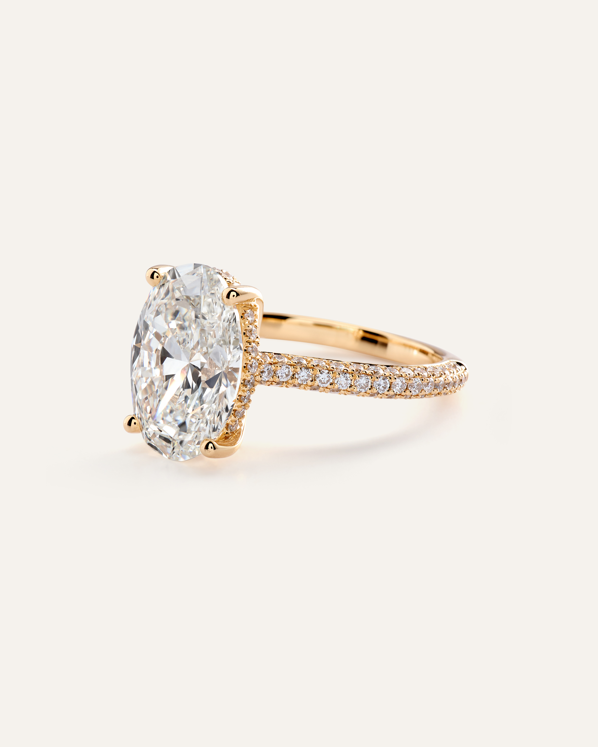 Lab Grown Diamond Oval Pave Cathedral Engagement Ring - 5ct — Image 6
