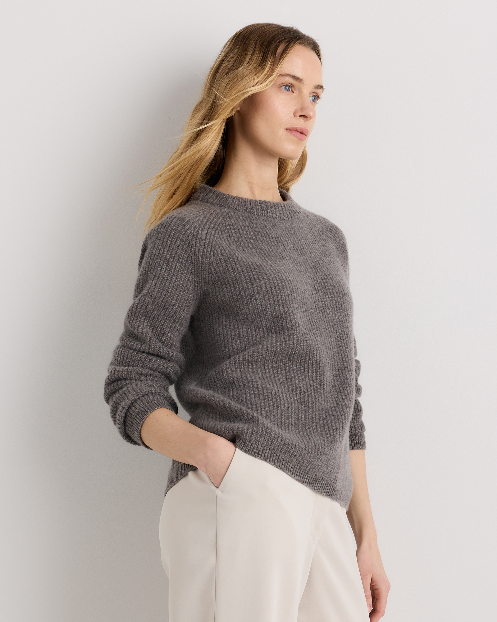 Mongolian Cashmere Fisherman Crewneck Sweater — Image 74