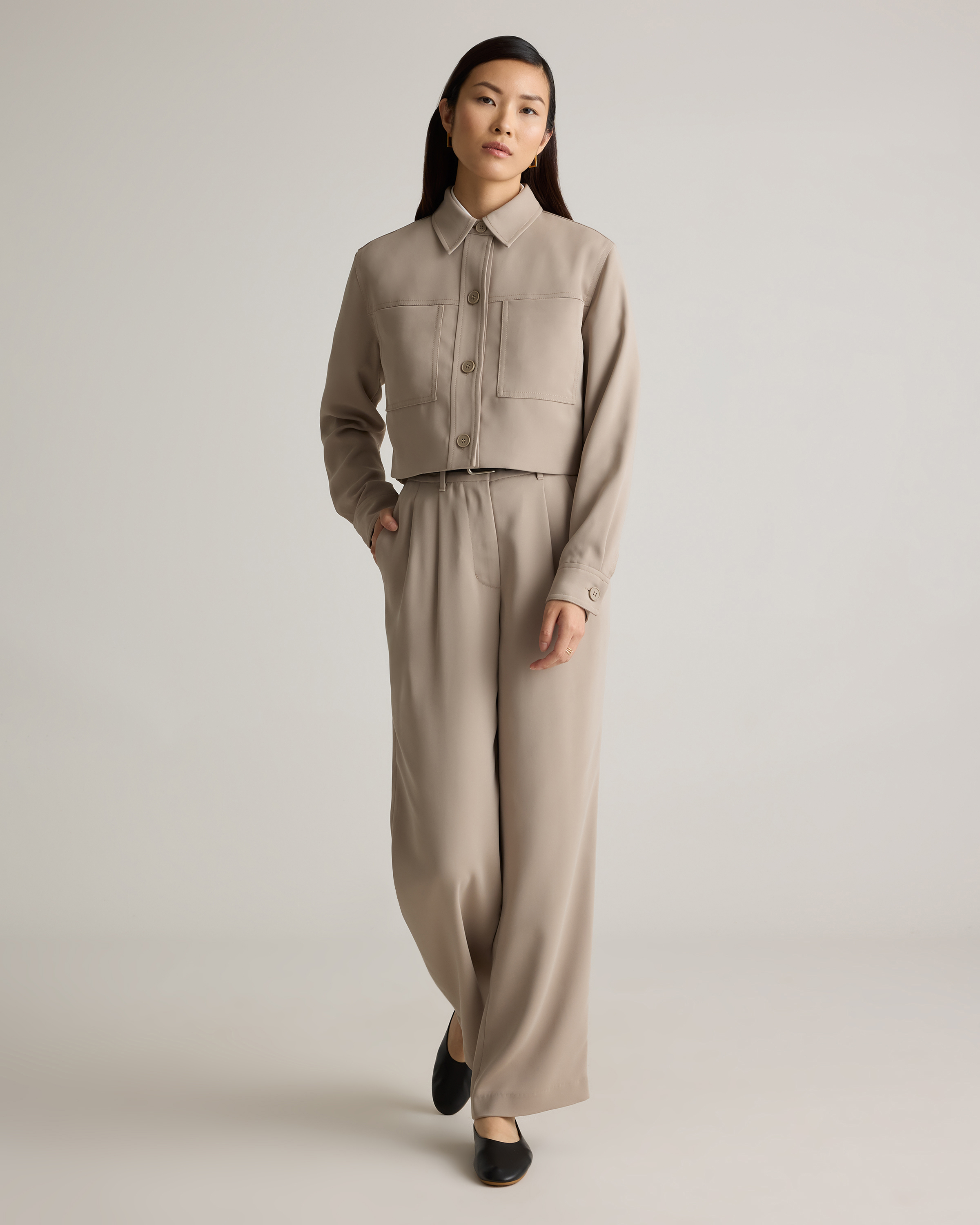 Stretch Crepe Cropped Jacket — Image 16
