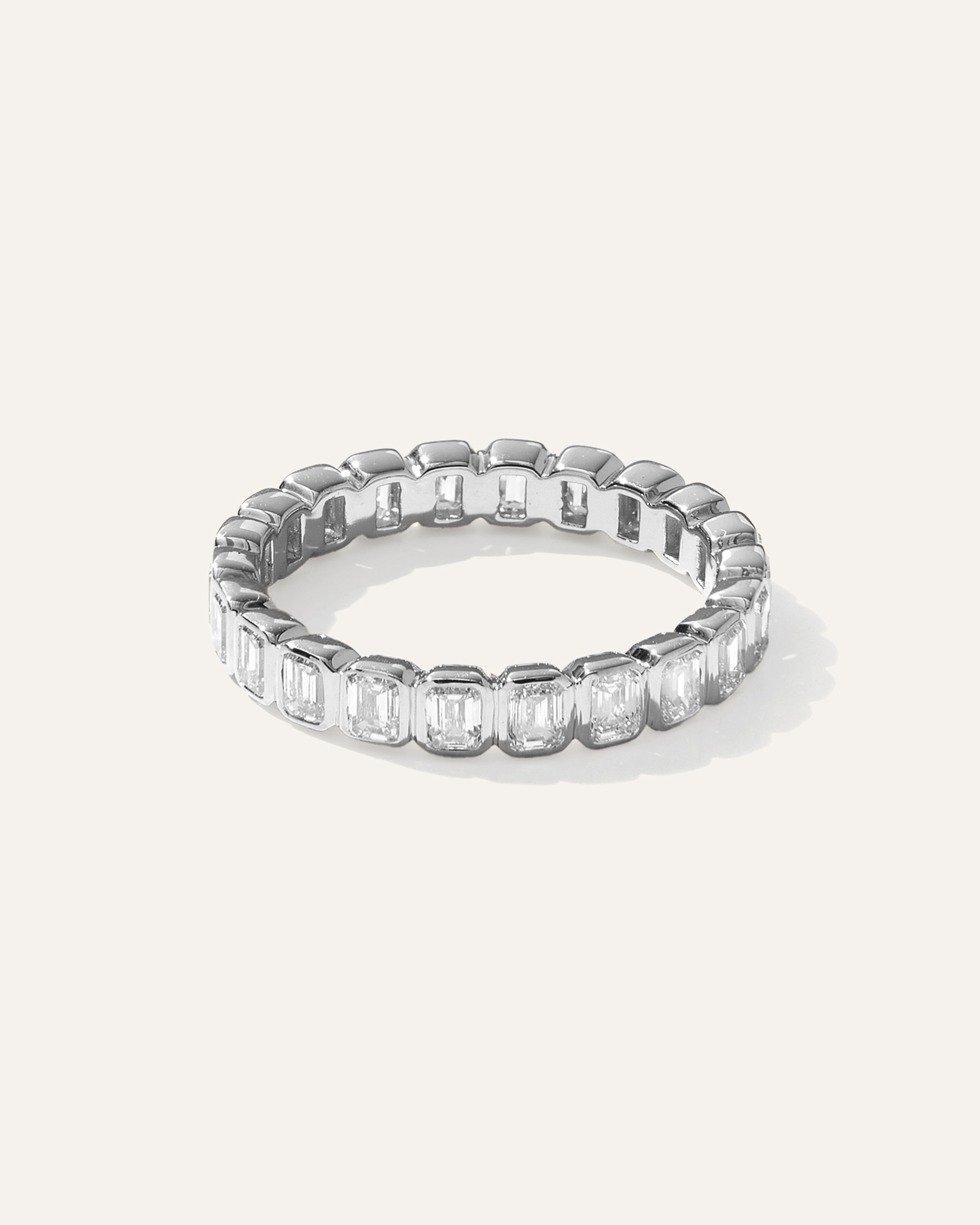 Lab Grown Diamond Emerald North-South Bezel Eternity Band — Image 9