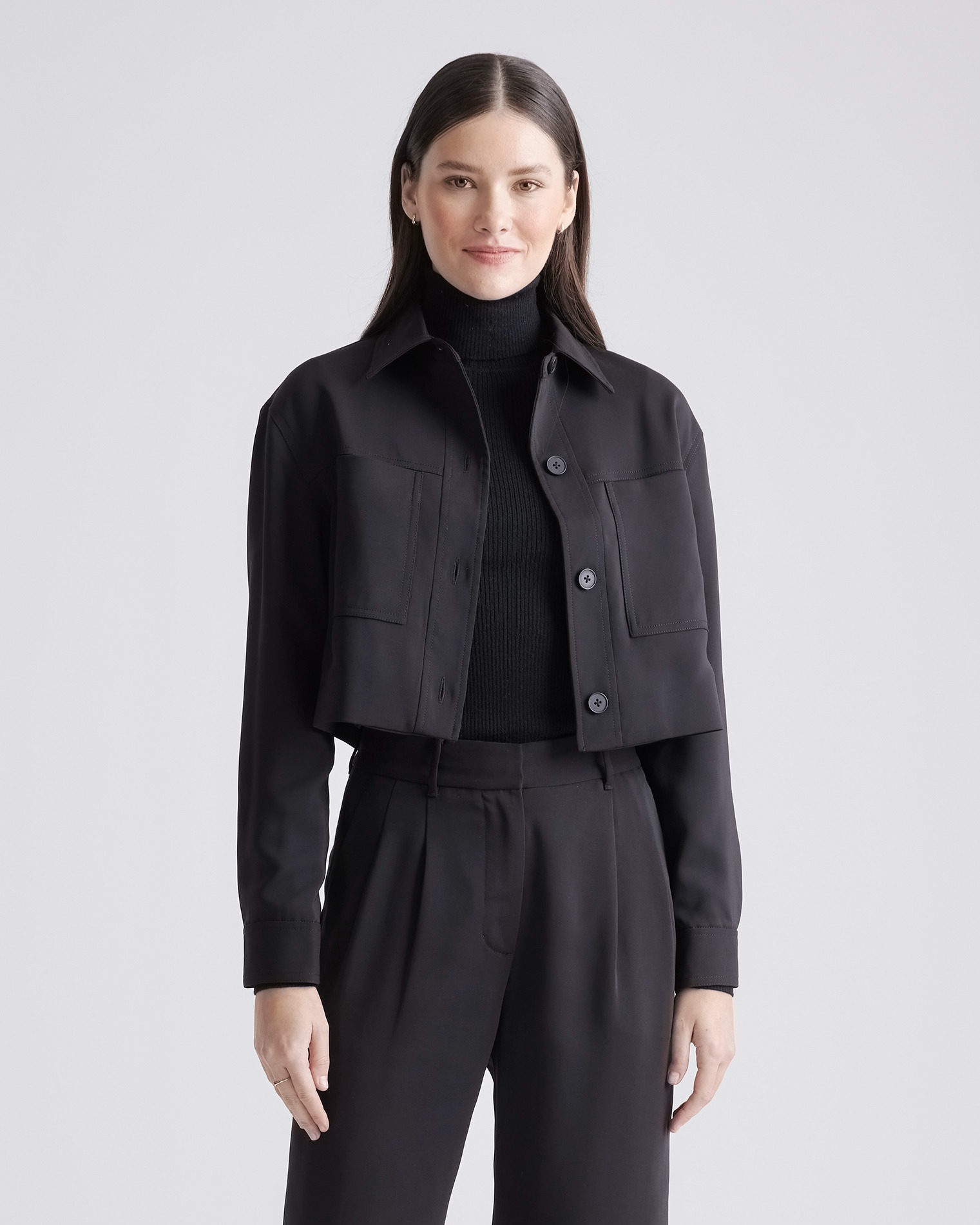 Stretch Crepe Cropped Jacket — Image 33