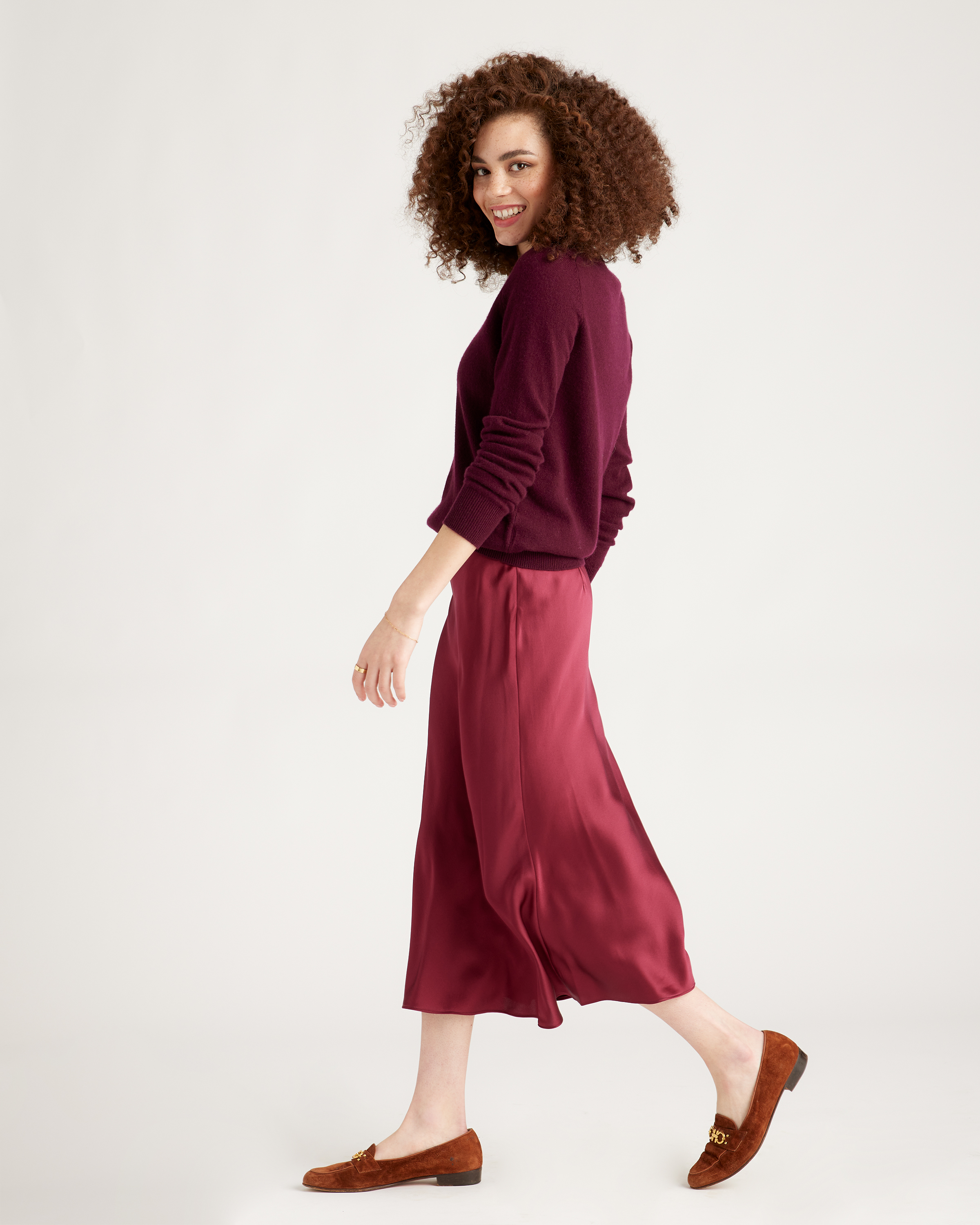 forest-green 100% Washable Silk Skirt — Image 25