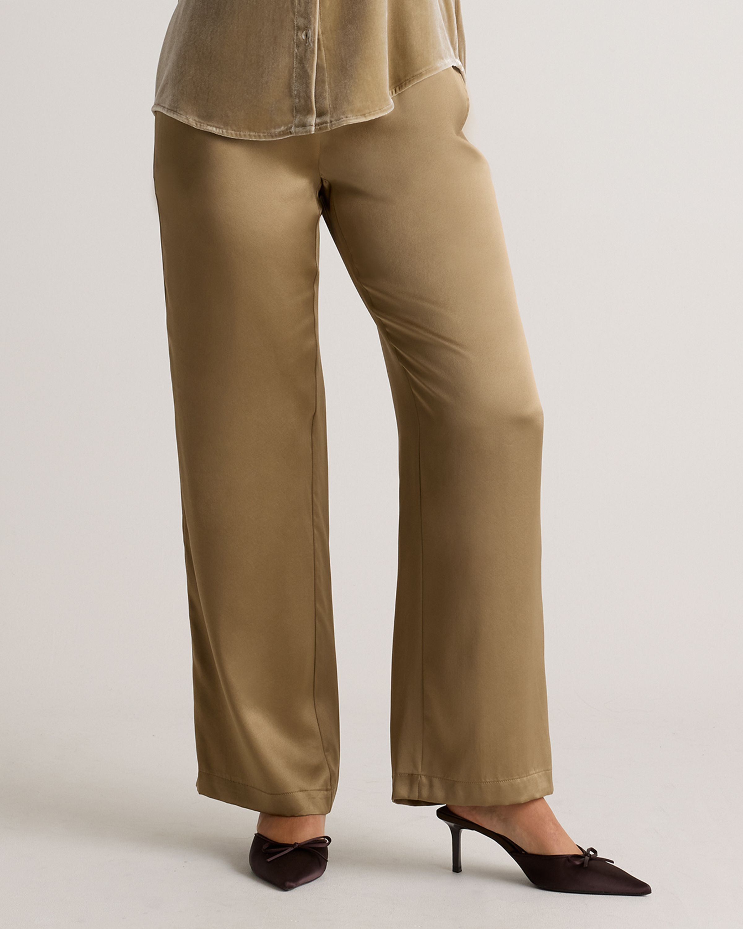 100% Washable Silk Drawstring Wide Leg Pants — Image 47