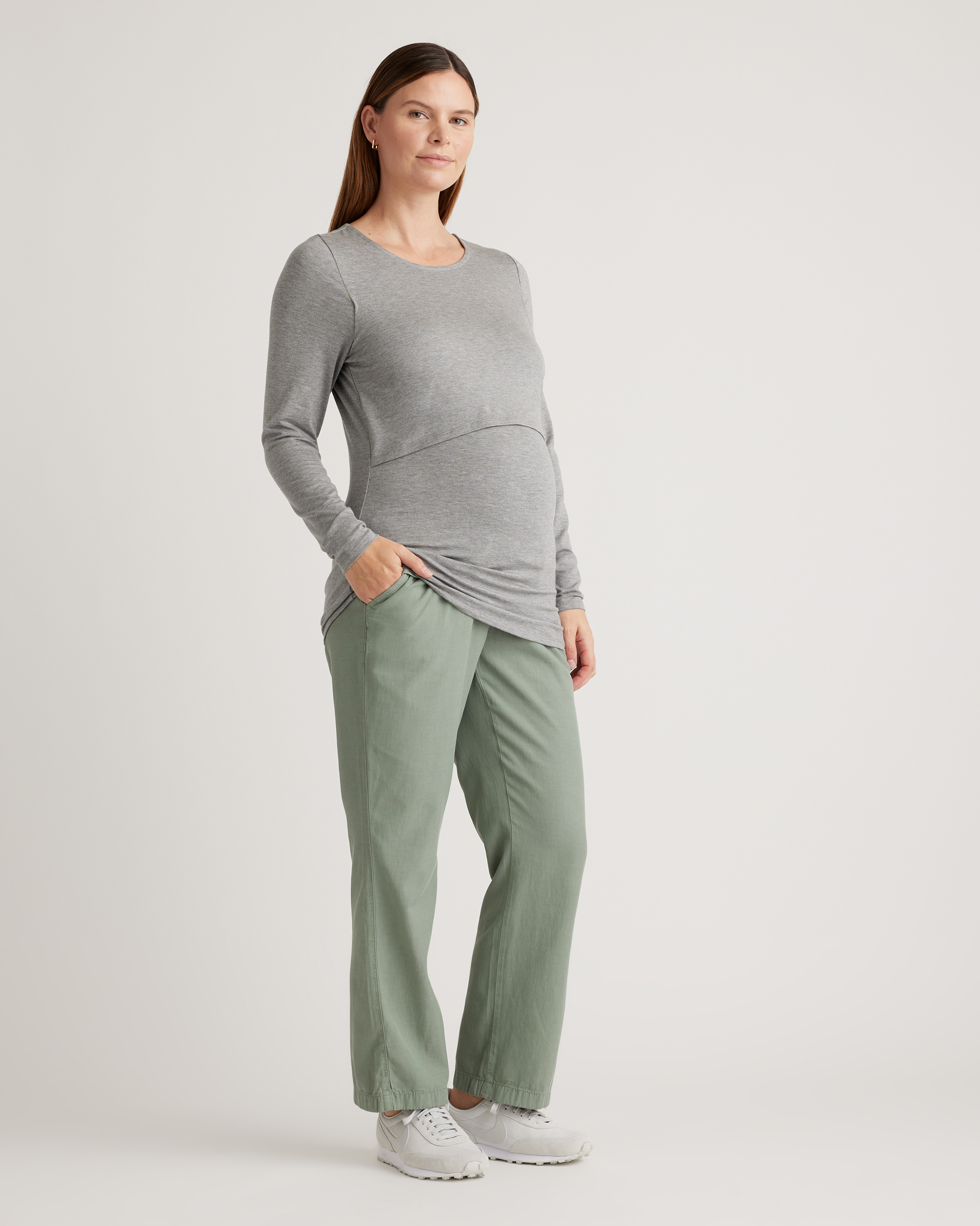 Tencel Jersey Maternity & Nursing Long Sleeve Relaxed Fit Tee 2-Pack — Image 8