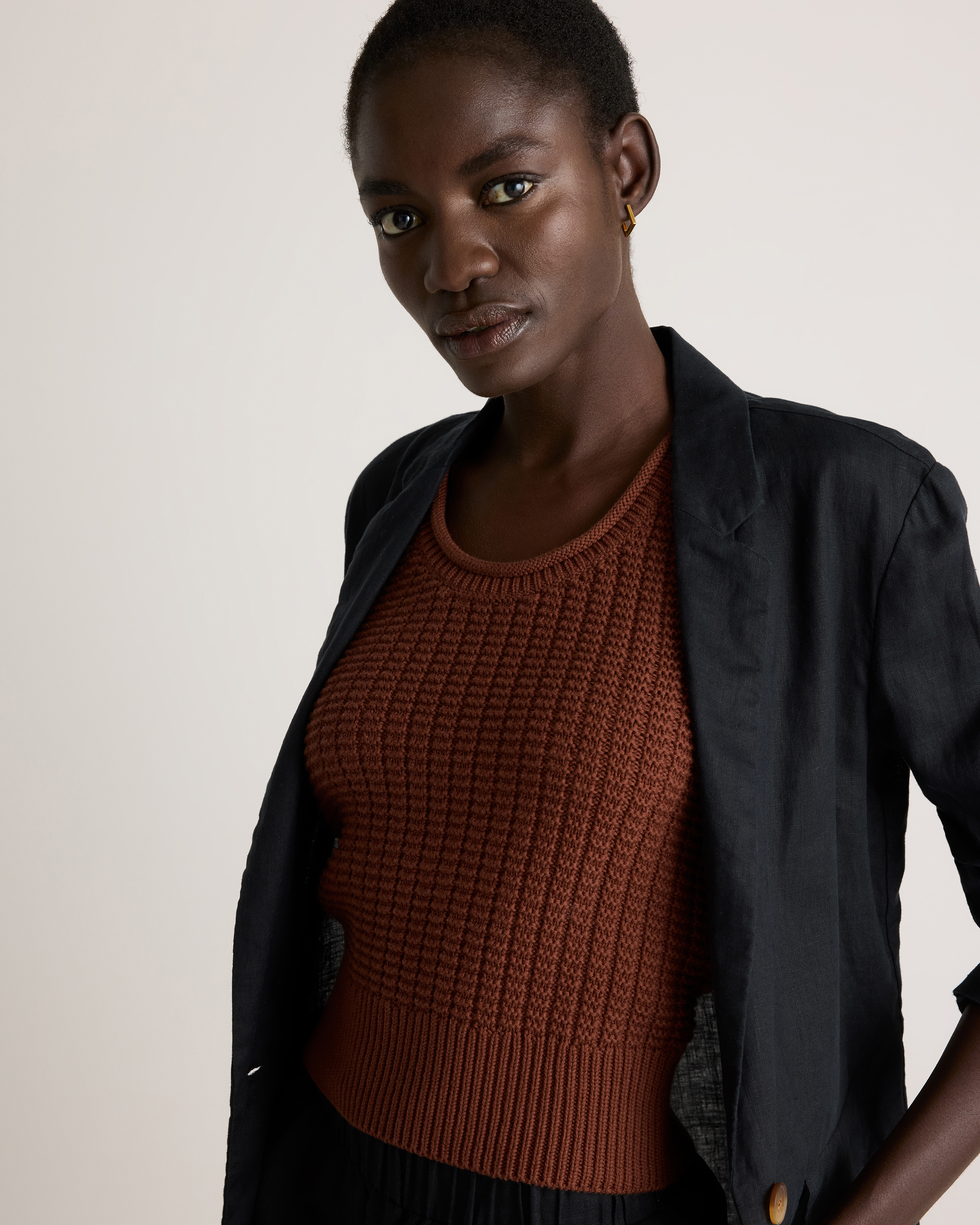 100% Organic Cotton Waffle Cropped Sweater Tank — Image 6