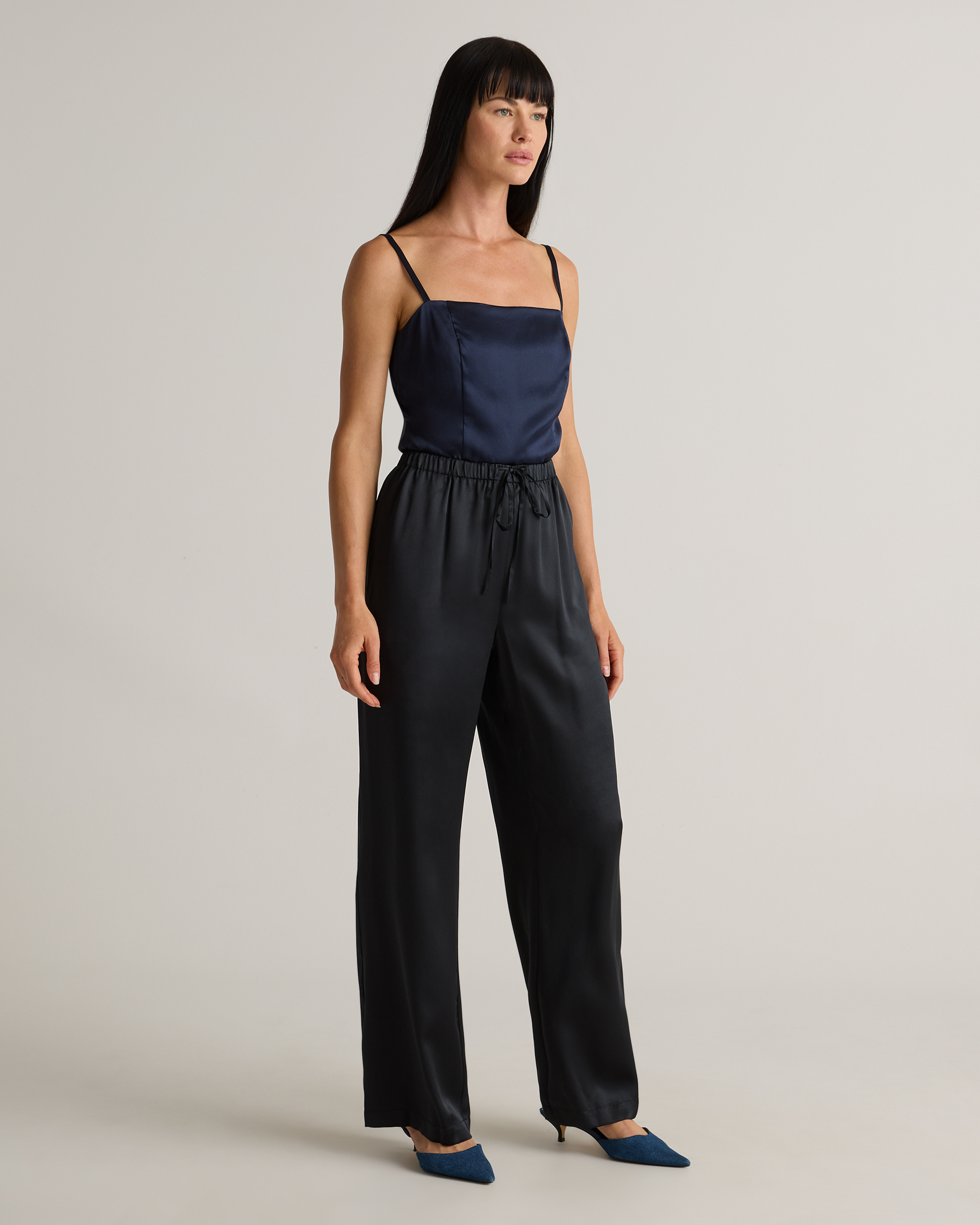 100% Washable Silk Drawstring Wide Leg Pants — Image 38