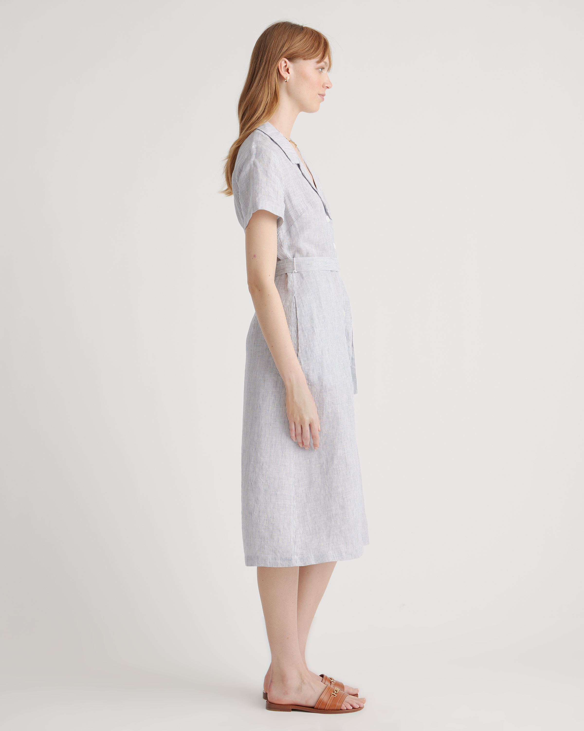 100% European Linen Button Front Dress — Image 45