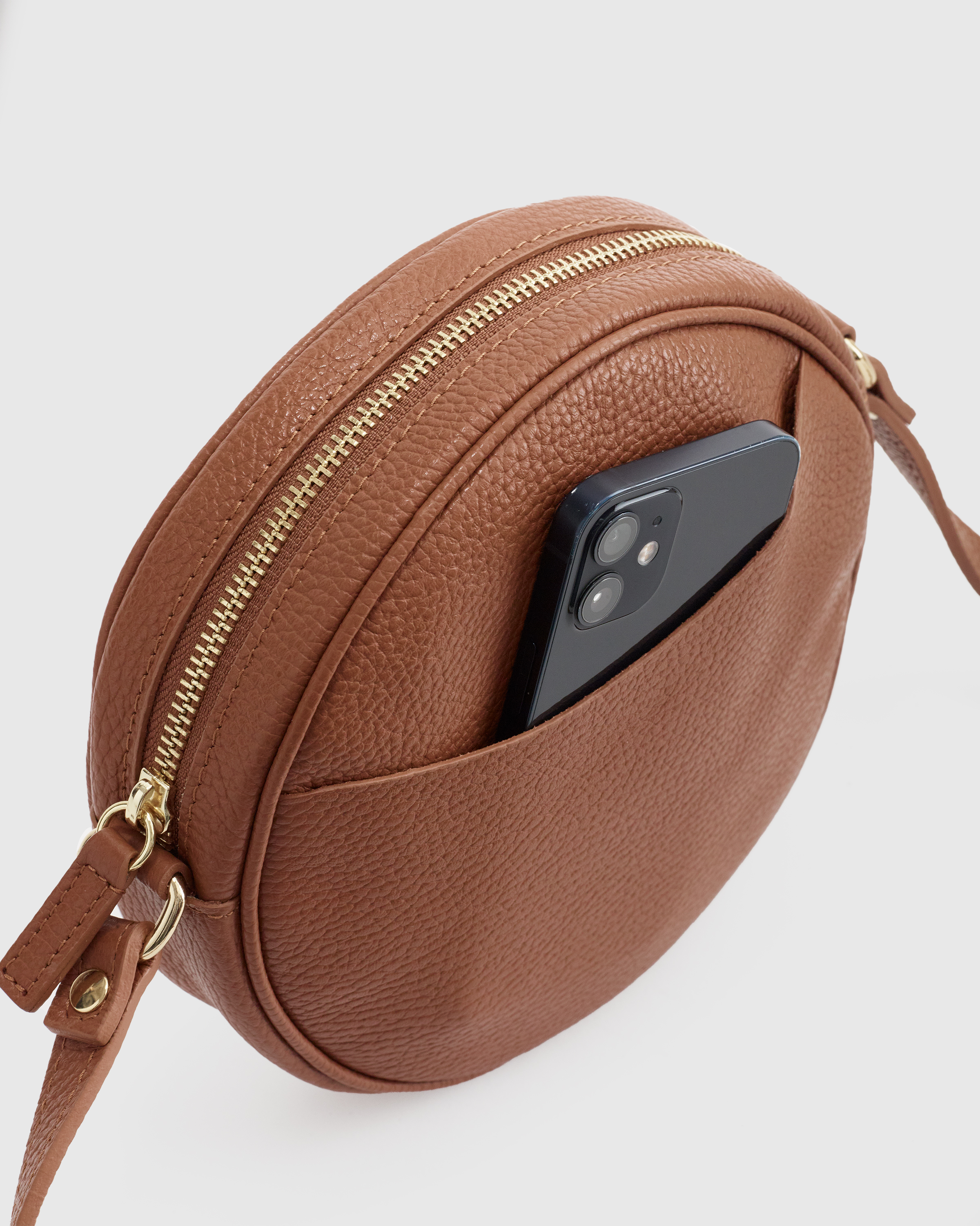 Italian Leather Circle Crossbody Bag — Image 9
