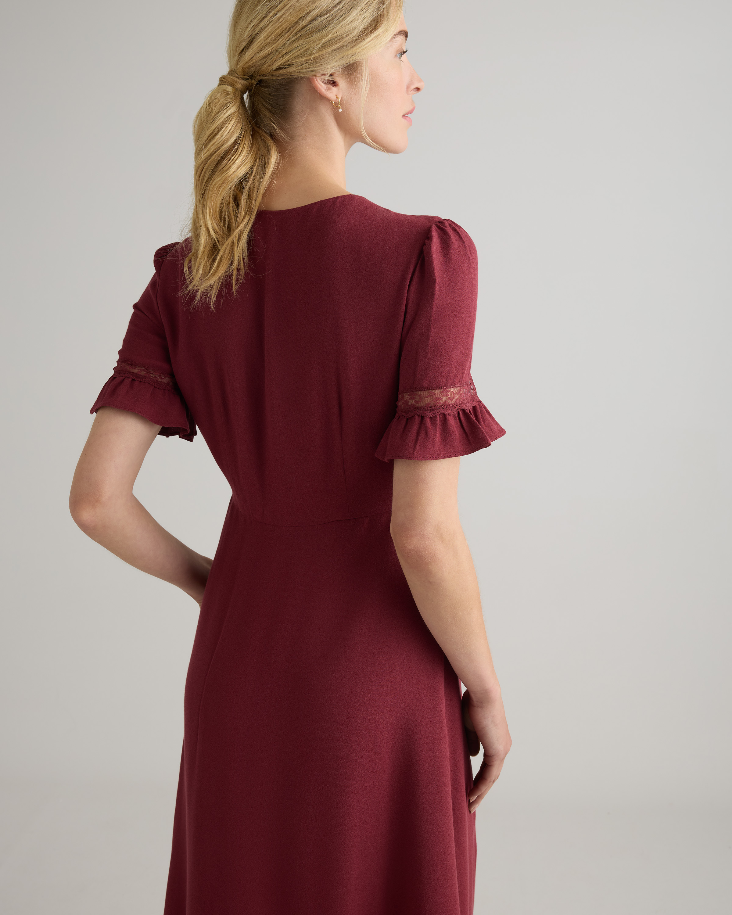 Lightweight Crepe Lace Inset Midi Dress — Image 6