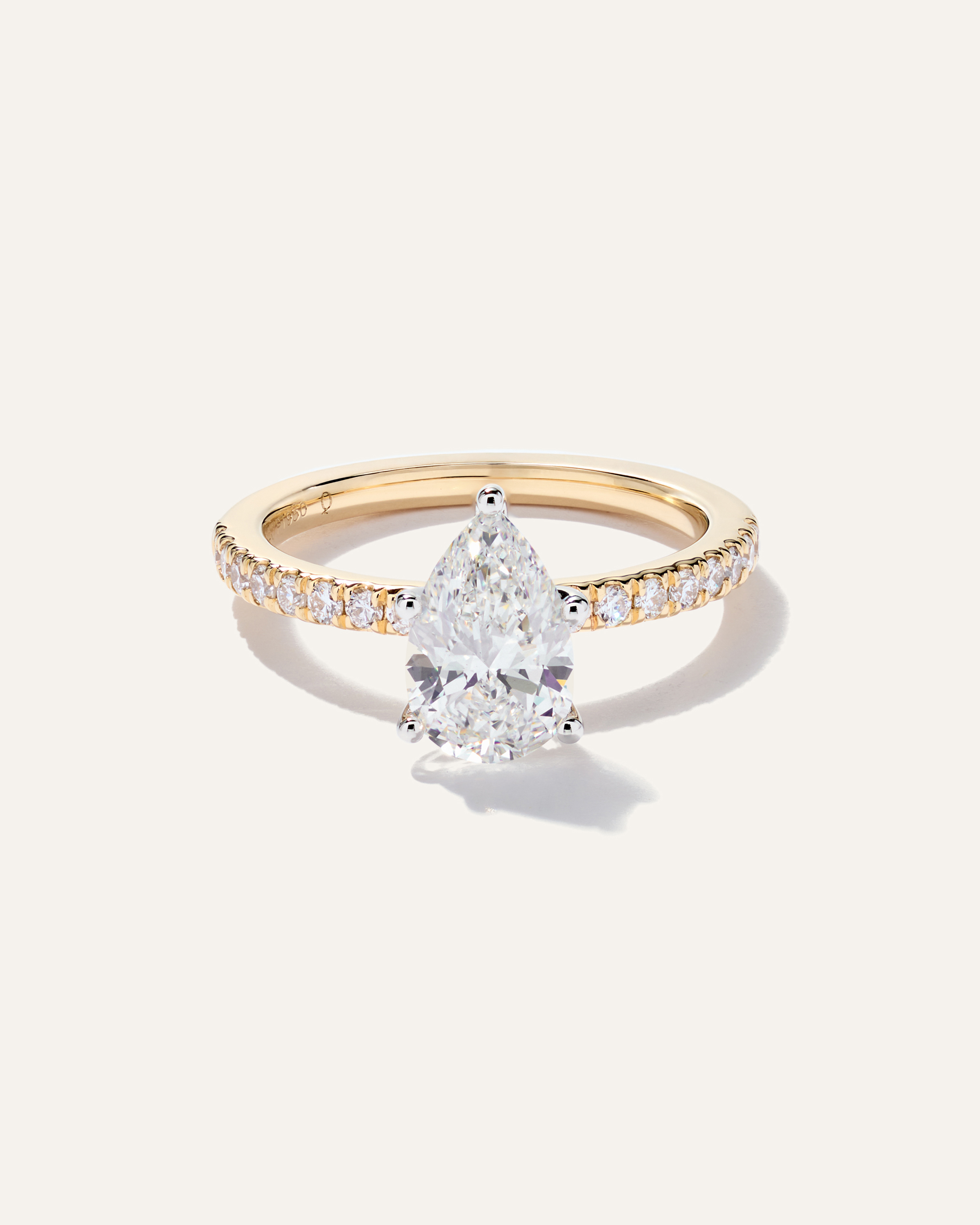 Lab Grown Diamond Pear Petite Pave Engagement Ring - 1.5ct — Image 7
