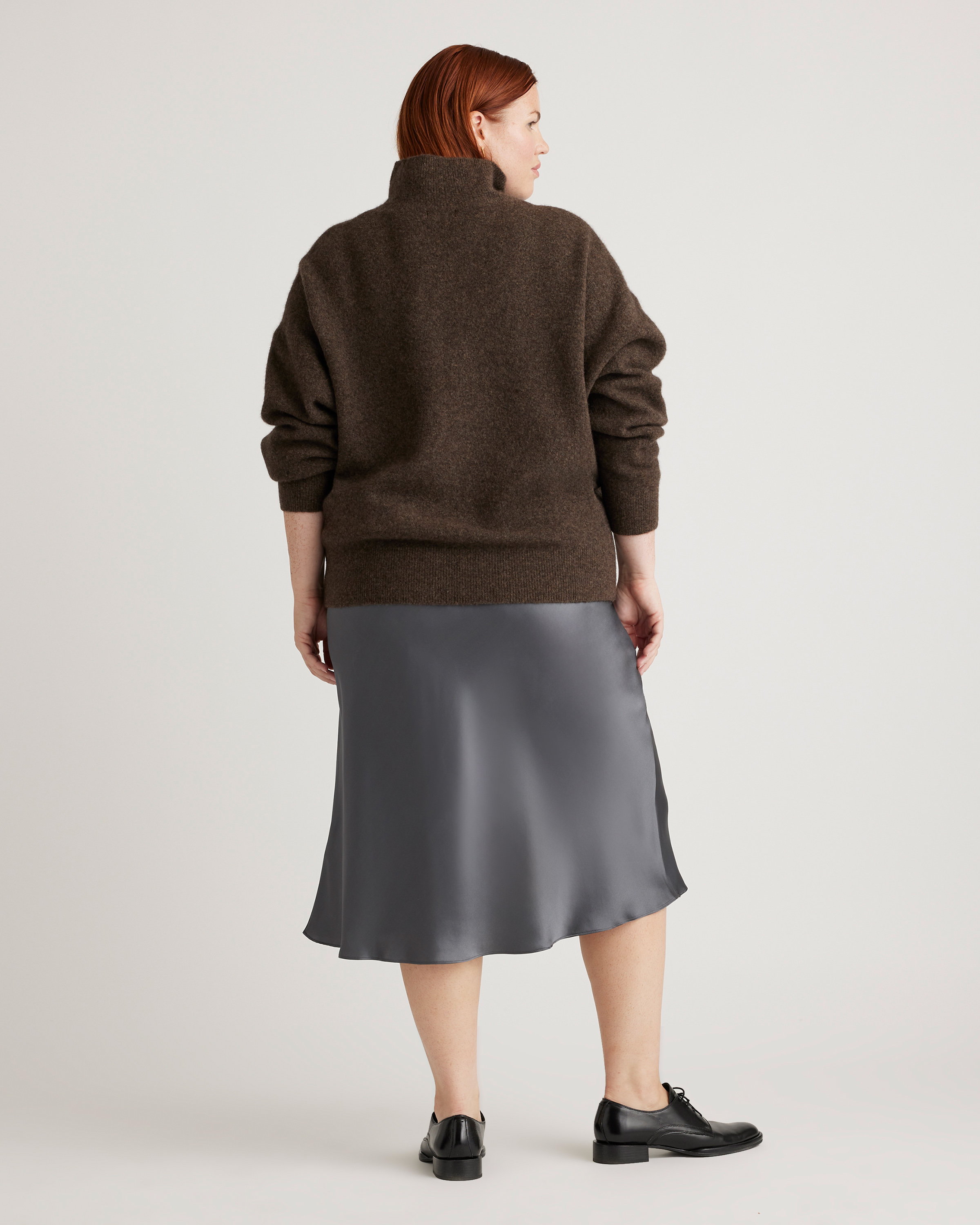 forest-green 100% Washable Silk Skirt — Image 66