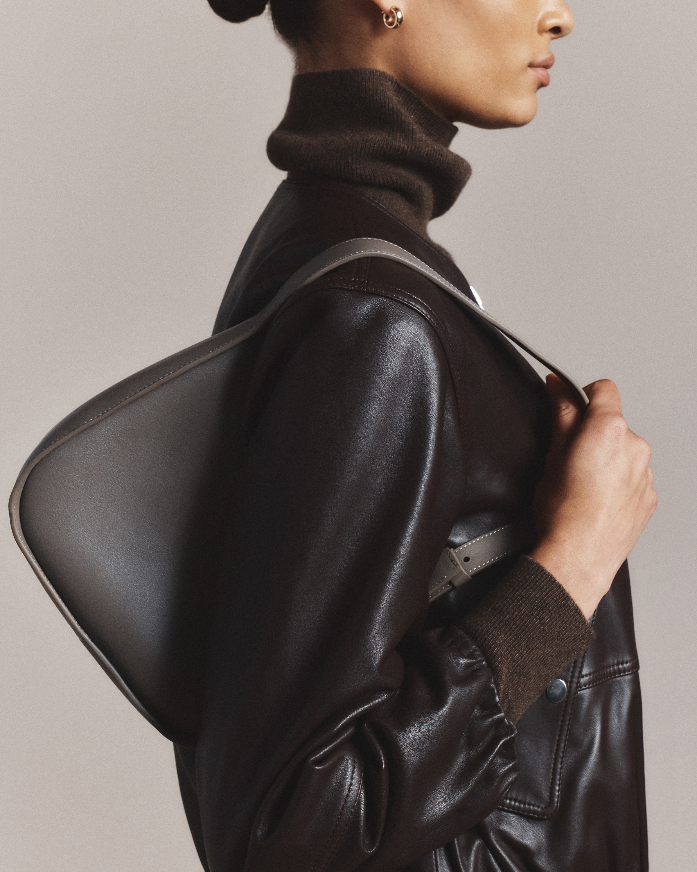 Italian Leather Asymmetrical Mini Shoulder Bag — Image 6