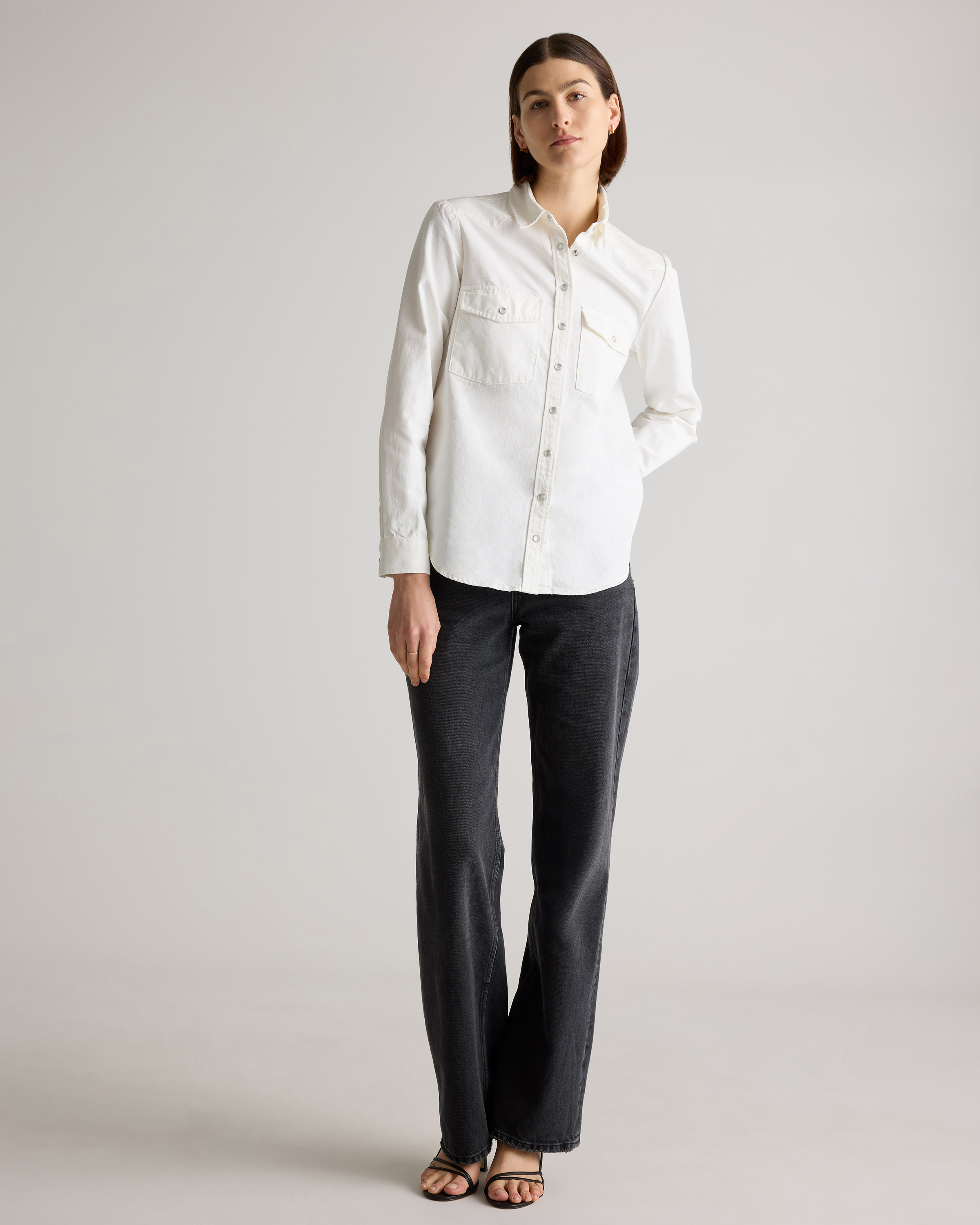 Distressed Denim Western Shirt — Image 3