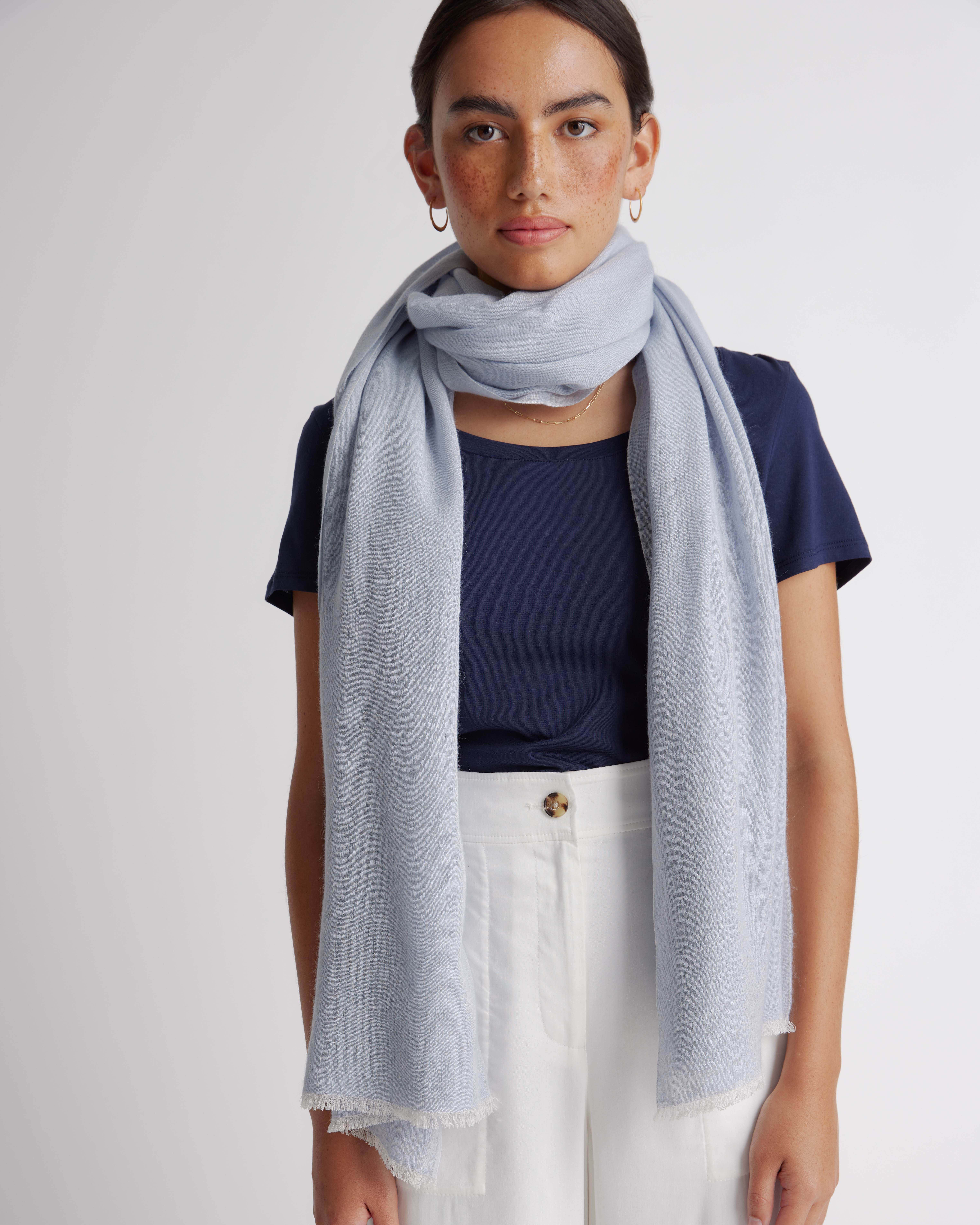 Featherweight Cashmere Silk Frayed Edge Scarf — Image 5