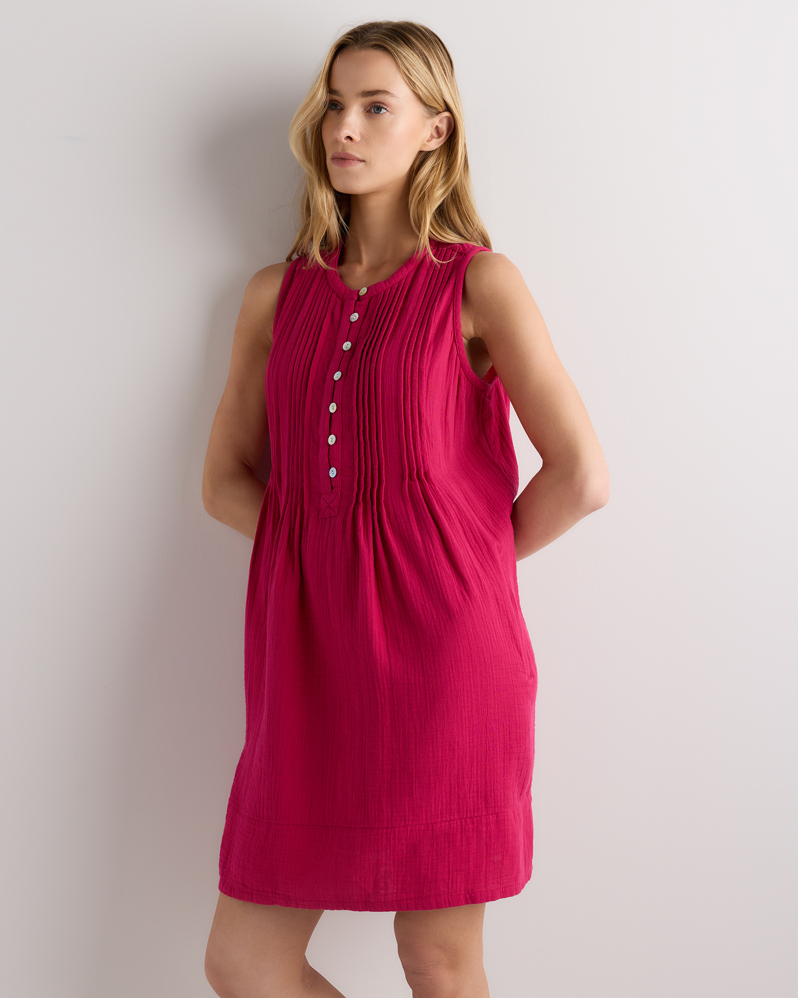 100% Organic Cotton Gauze Sleeveless Swing Dress — Image 33