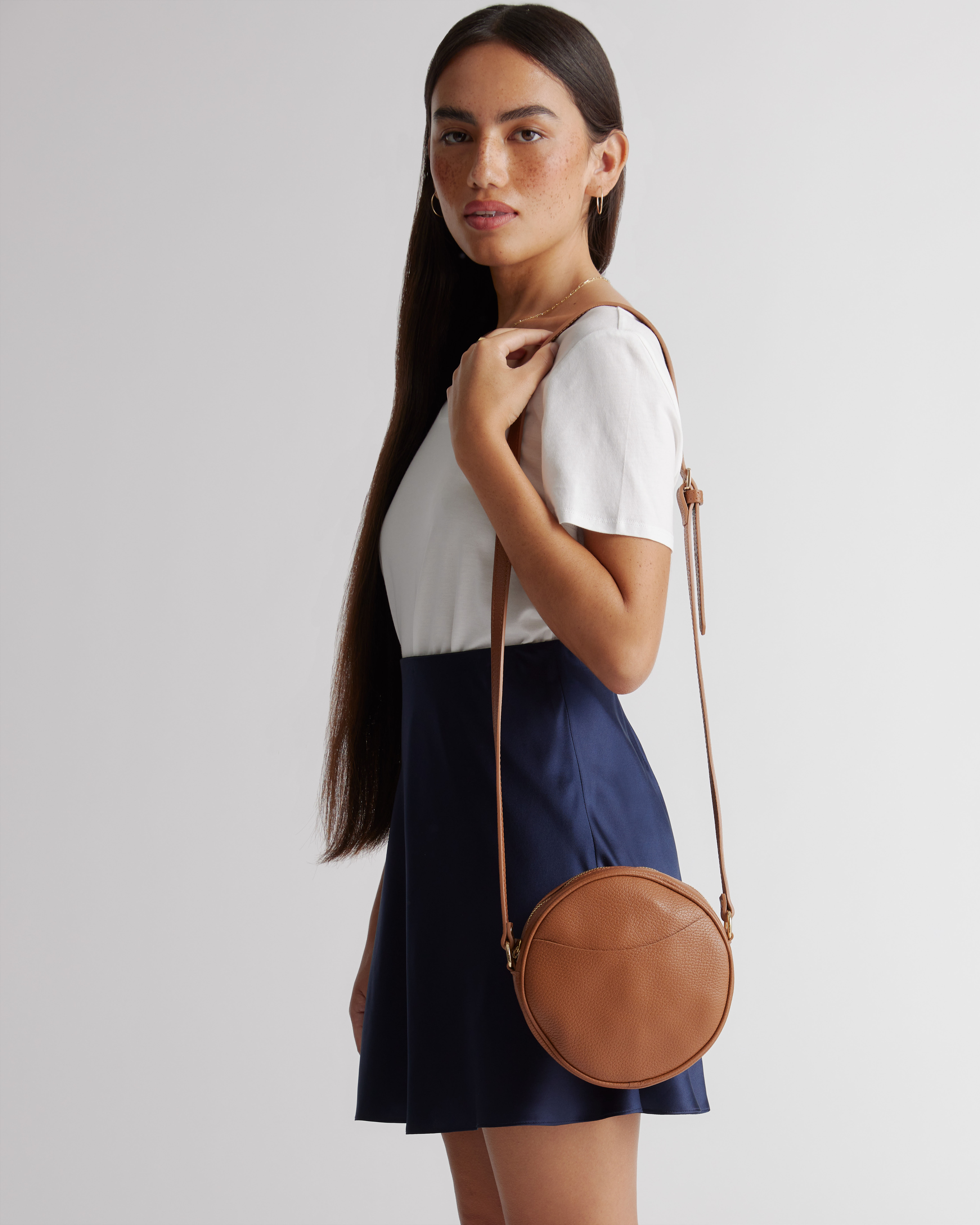 Italian Leather Circle Crossbody Bag — Image 7