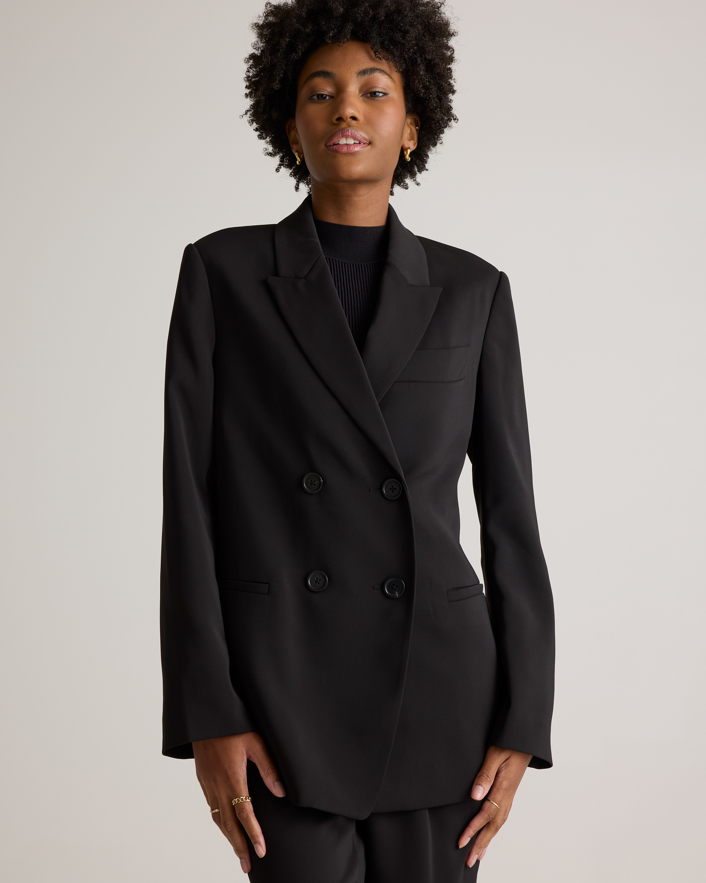Stretch Crepe Relaxed Double-Breasted Blazer — Image 18