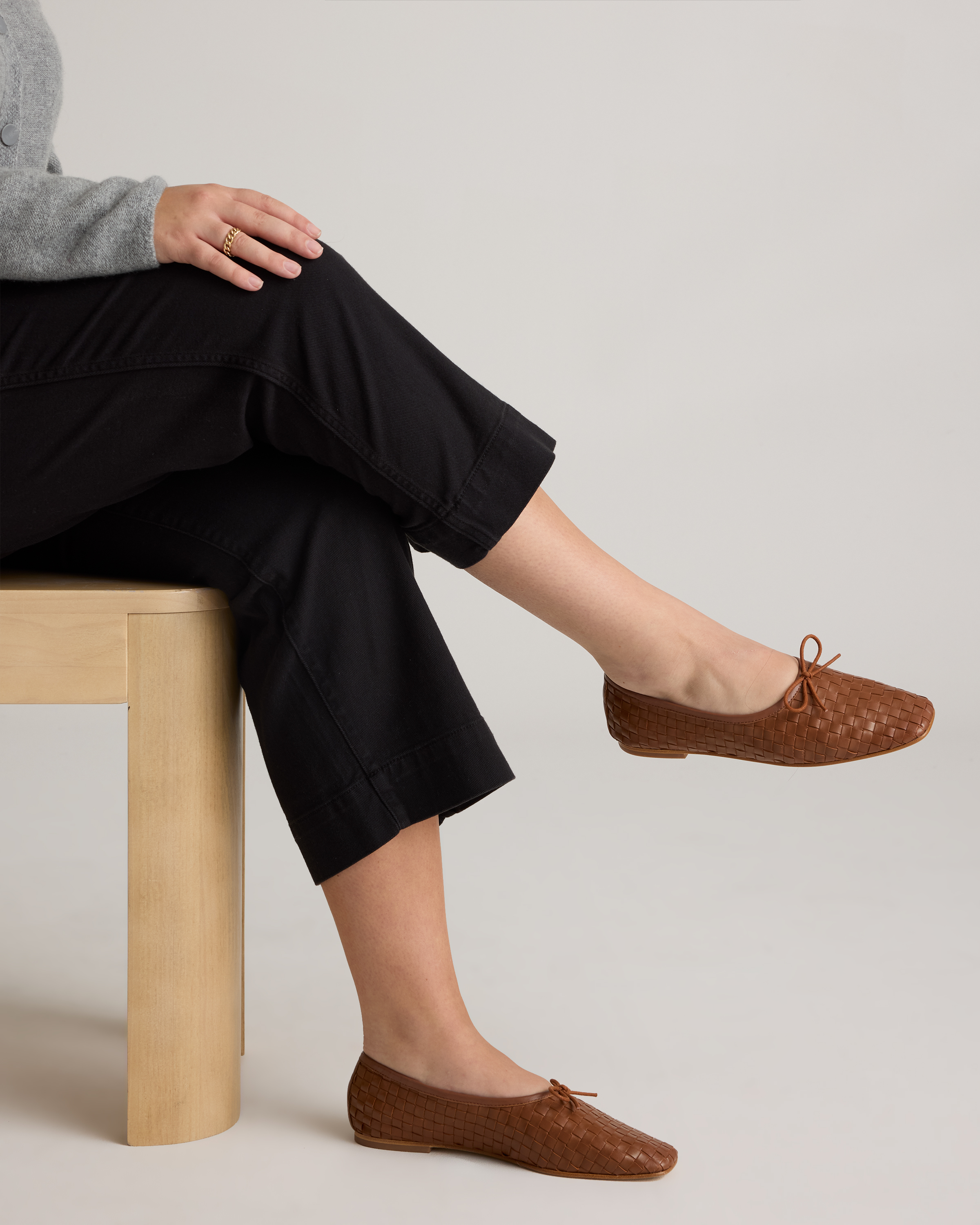 Italian Leather Handwoven Square Toe Ballet Flat — Image 18