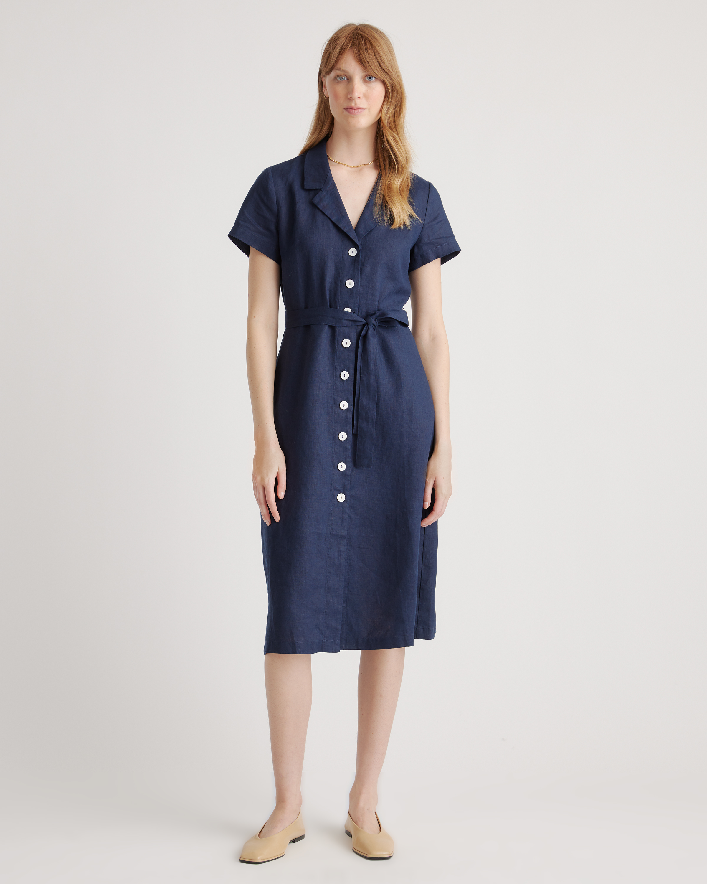 100% European Linen Button Front Dress — Image 40