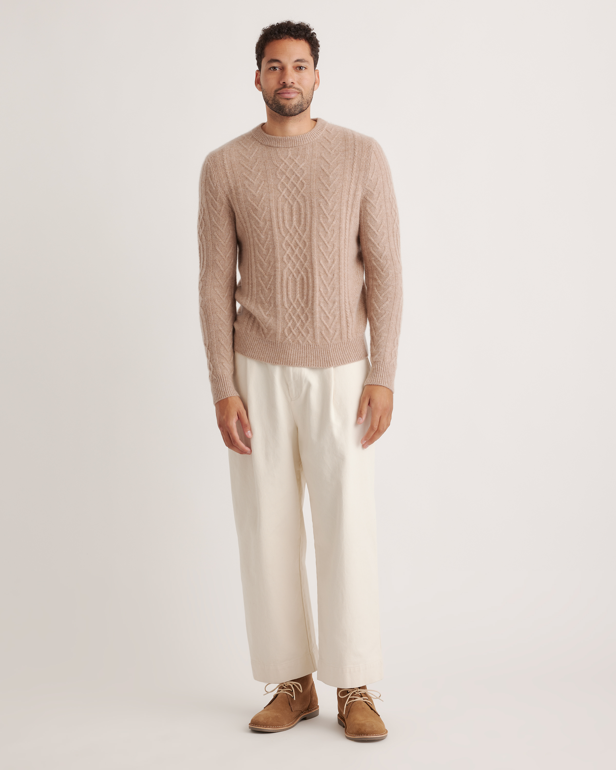 Mongolian Spring Cashmere Cable Crewneck Sweater — Image 5