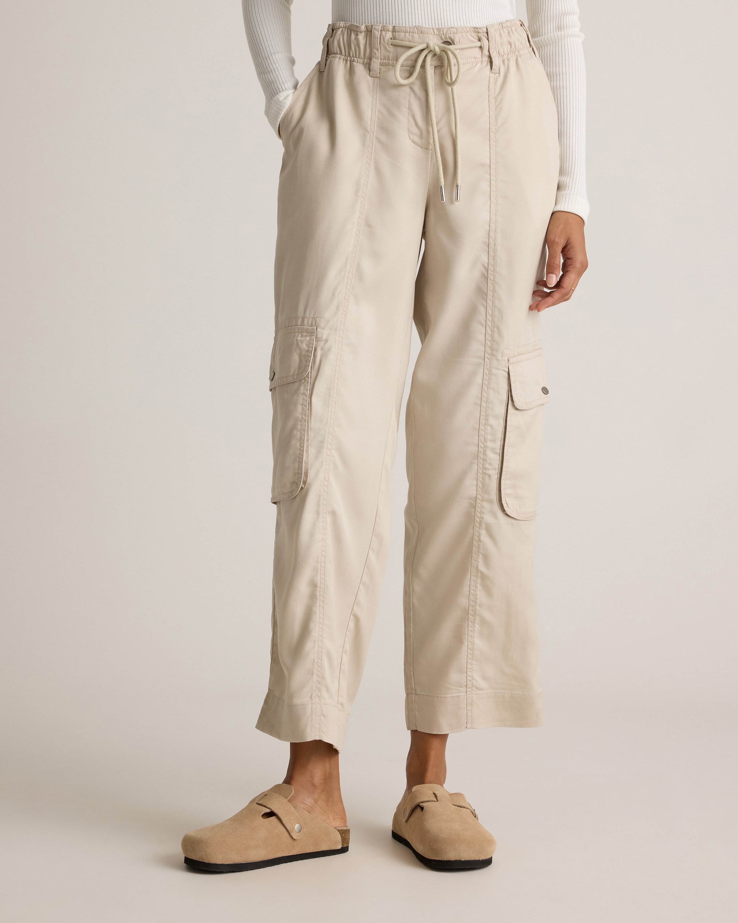 Vintage Wash Tencel Drawstring Cargo Pants — Image 19