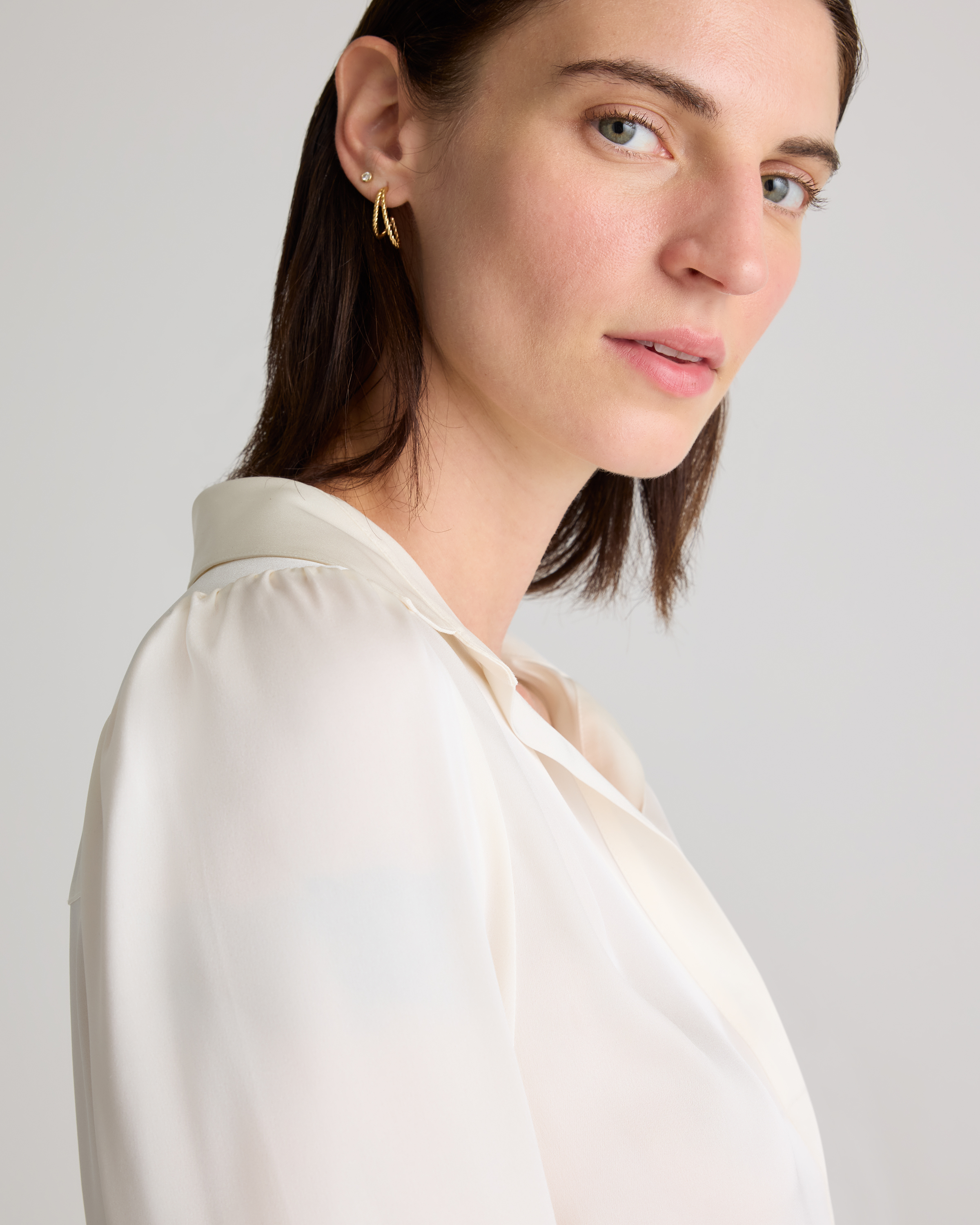 Washable Stretch Silk Split Neck Blouse — Image 3
