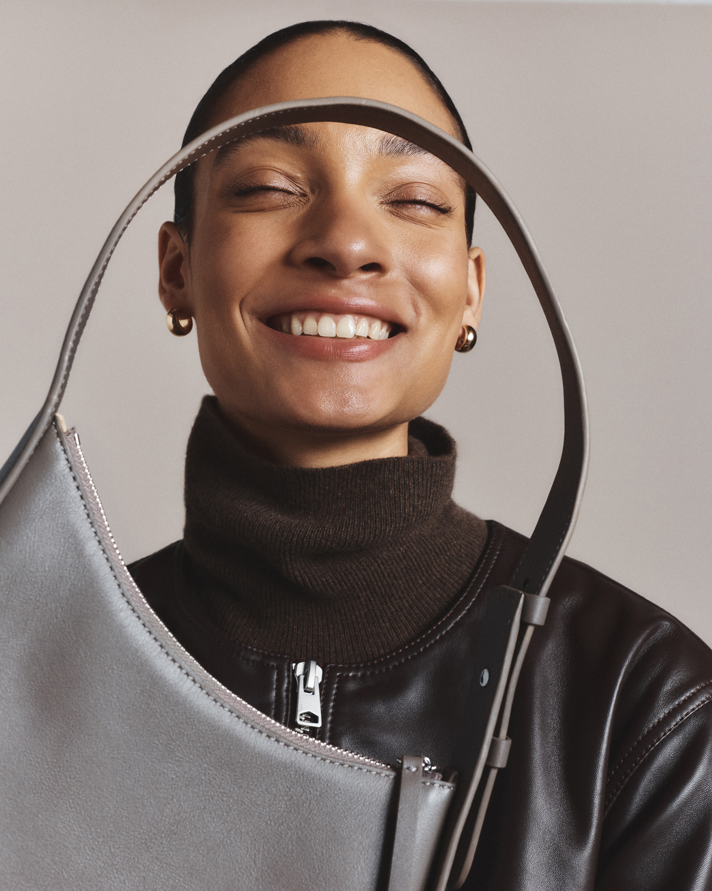 Italian Leather Asymmetrical Mini Shoulder Bag — Image 5