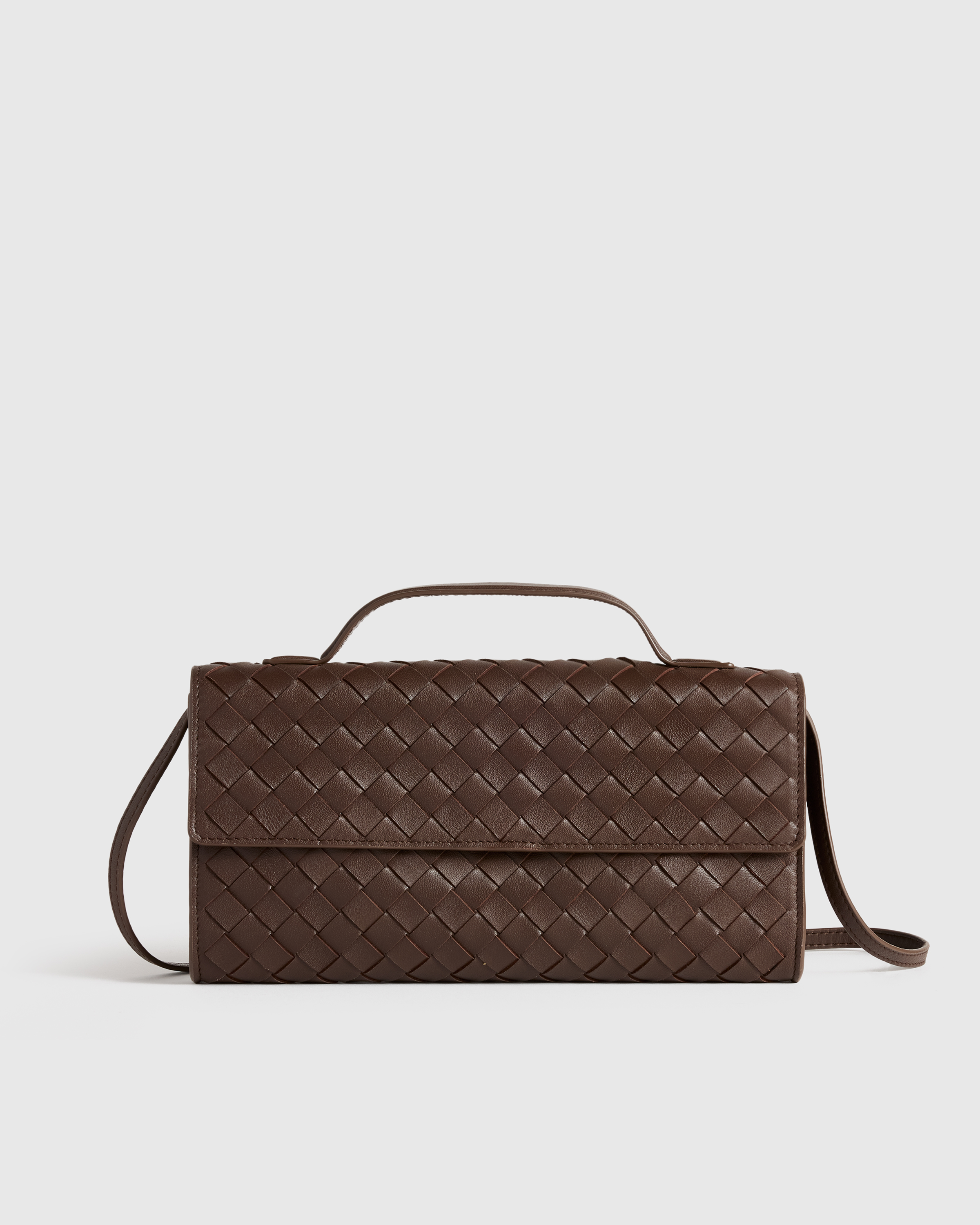 Italian Leather Handwoven Top Handle Clutch — Image 11