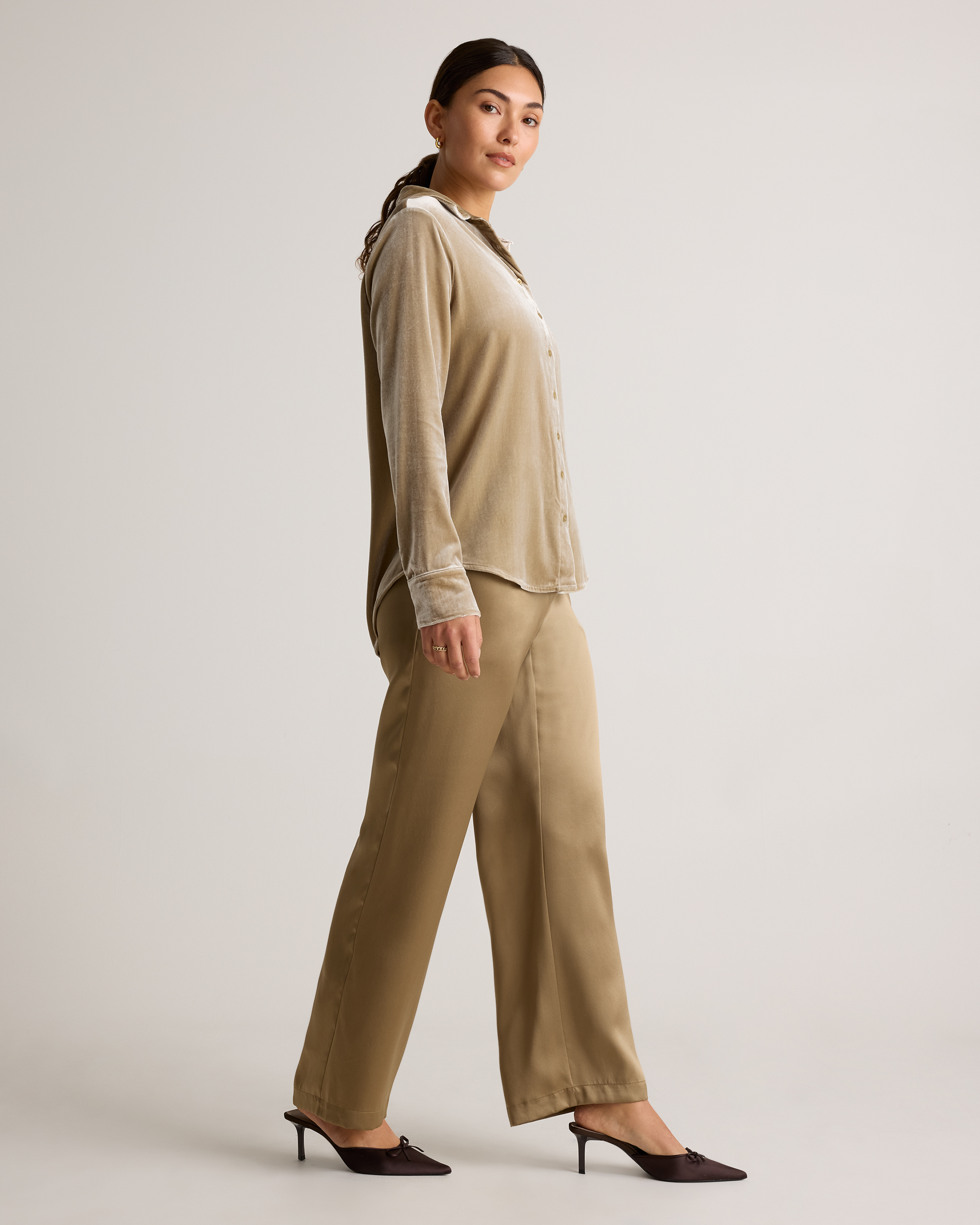 100% Washable Silk Drawstring Wide Leg Pants — Image 42
