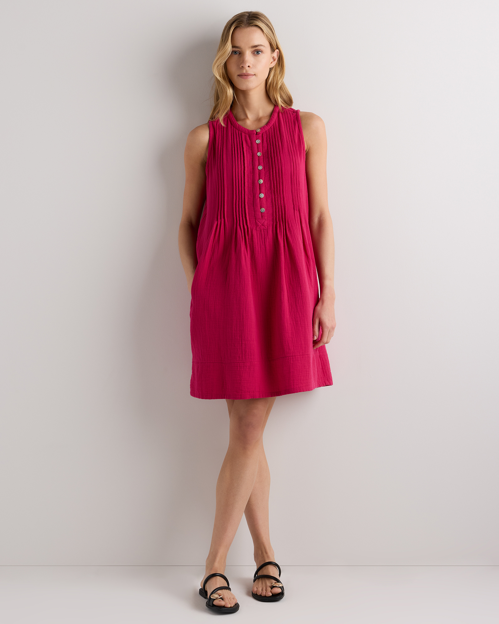 100% Organic Cotton Gauze Sleeveless Swing Dress — Image 38