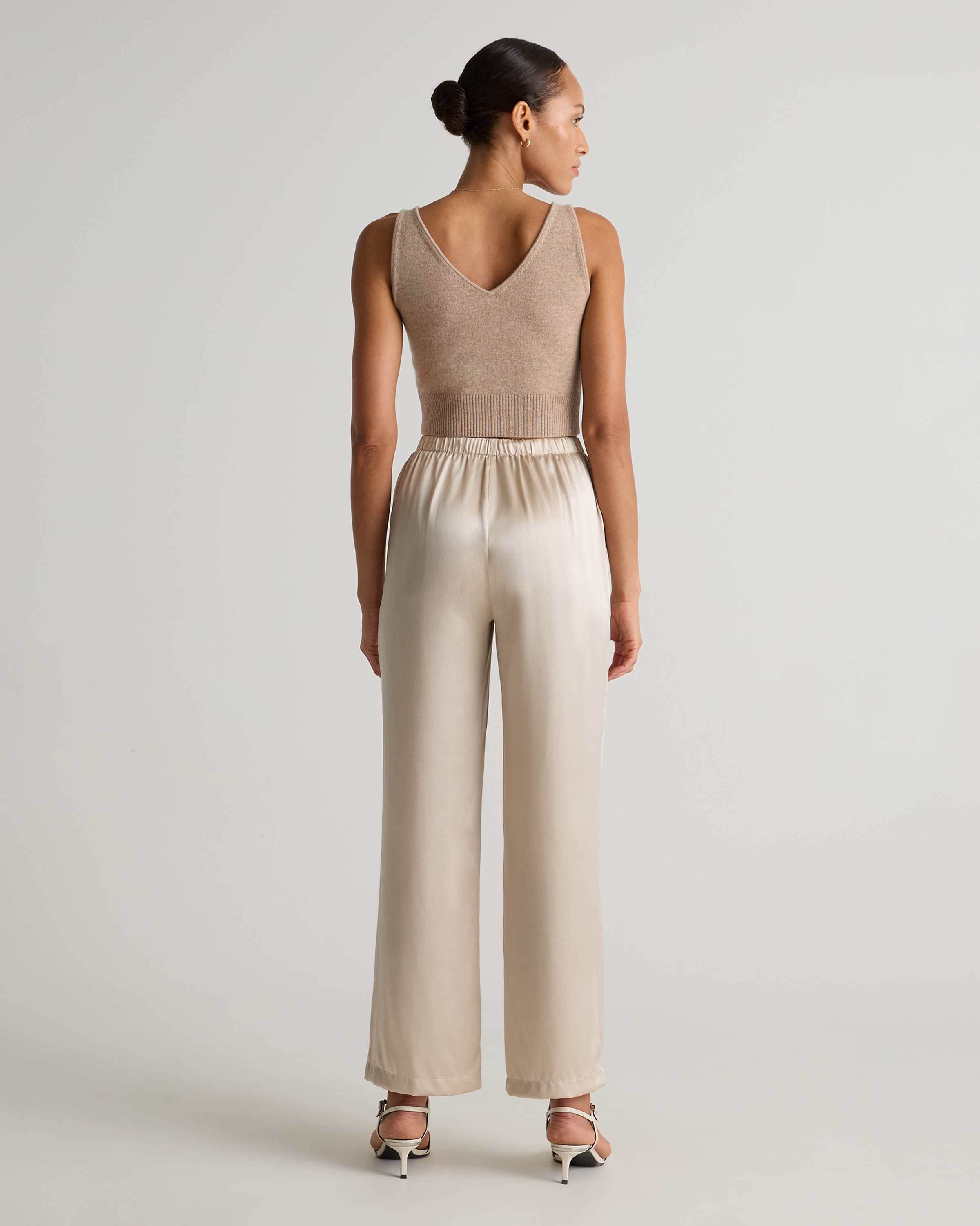 100% Washable Silk Drawstring Wide Leg Pants — Image 30