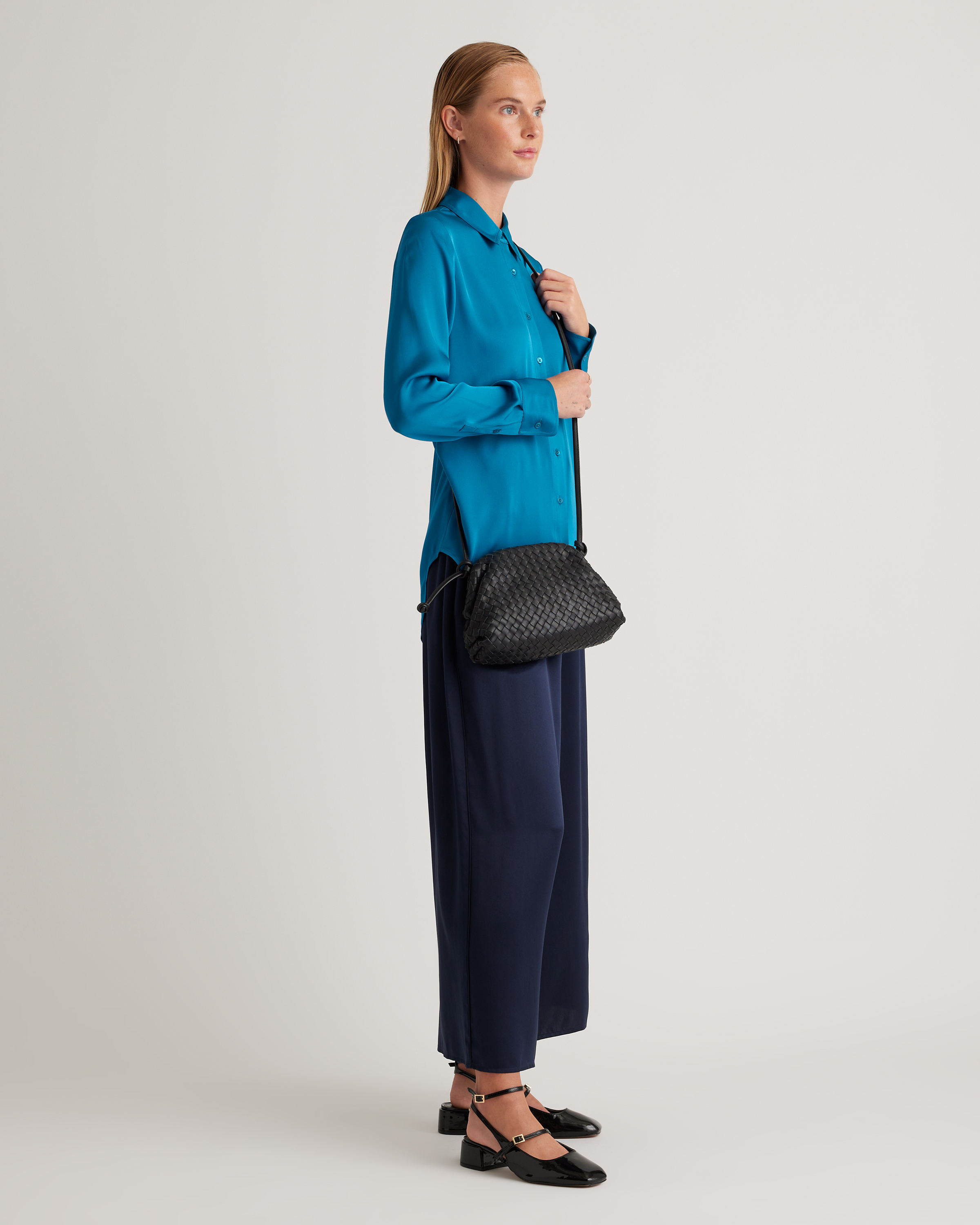 Italian Leather Handwoven Pouch Crossbody Clutch — Image 11