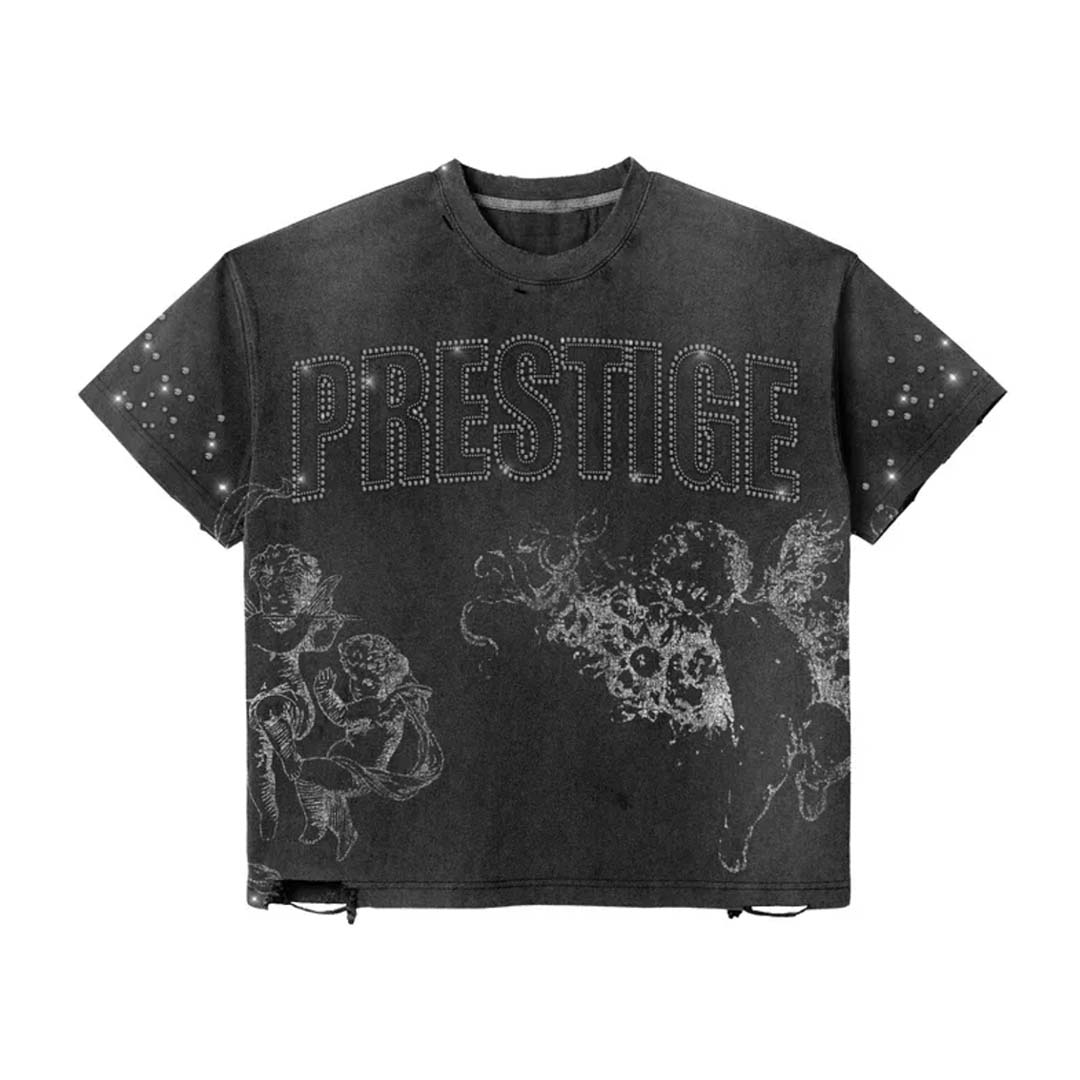 Distress Angel Rhinestone Faded Tee