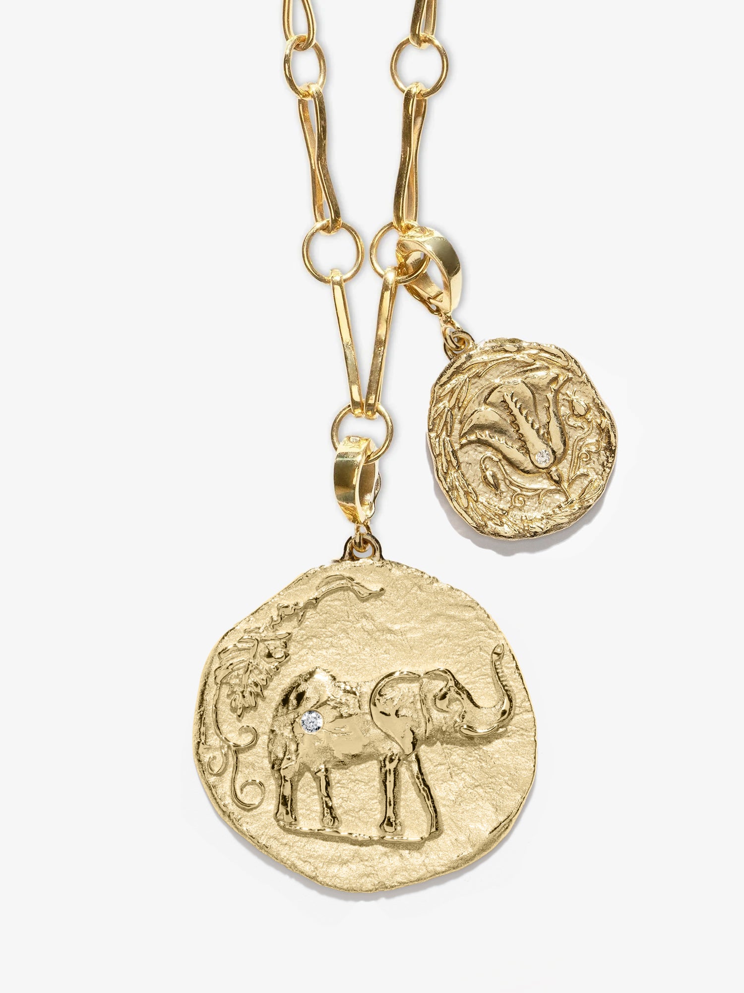 Large Elefante Loyalty and Small Of The Earth Modern Charm Necklace