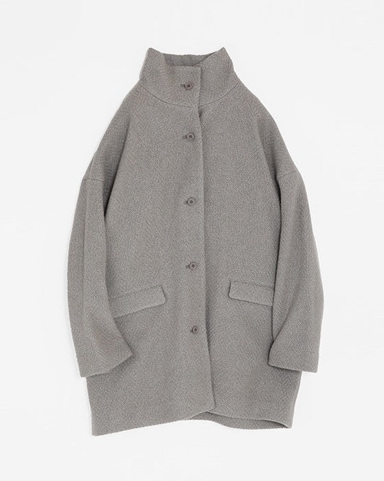 Evam Eva Renew Wool Stand Short Coat Mocha