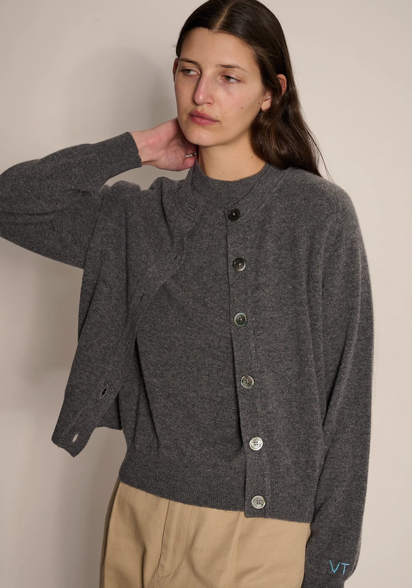 Demylee Gwen Cashmere Cardigan Dark Heather Grey