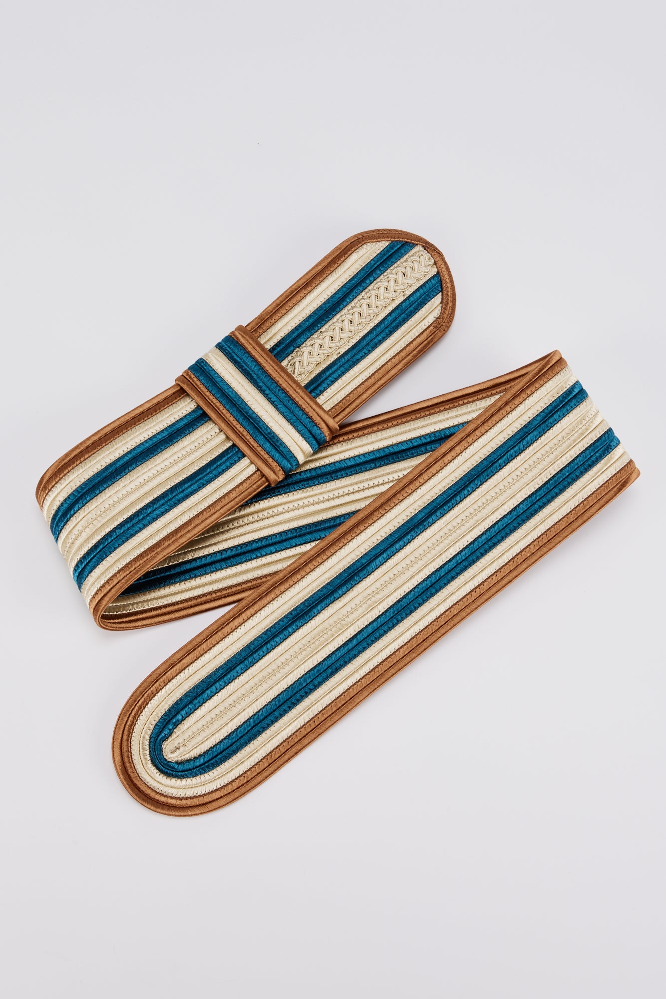 Striped passementerie belt - Blue & Orange
